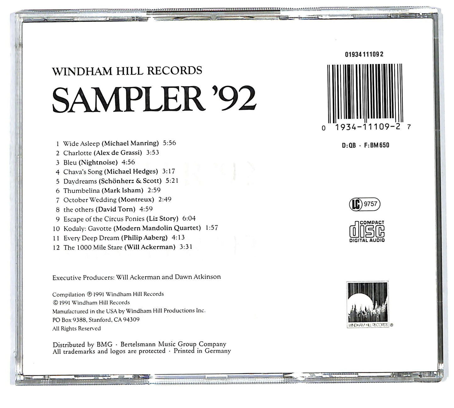 EBOND Windham Hill Artists - Windham Hill Records Sampler '92 CD CD127115