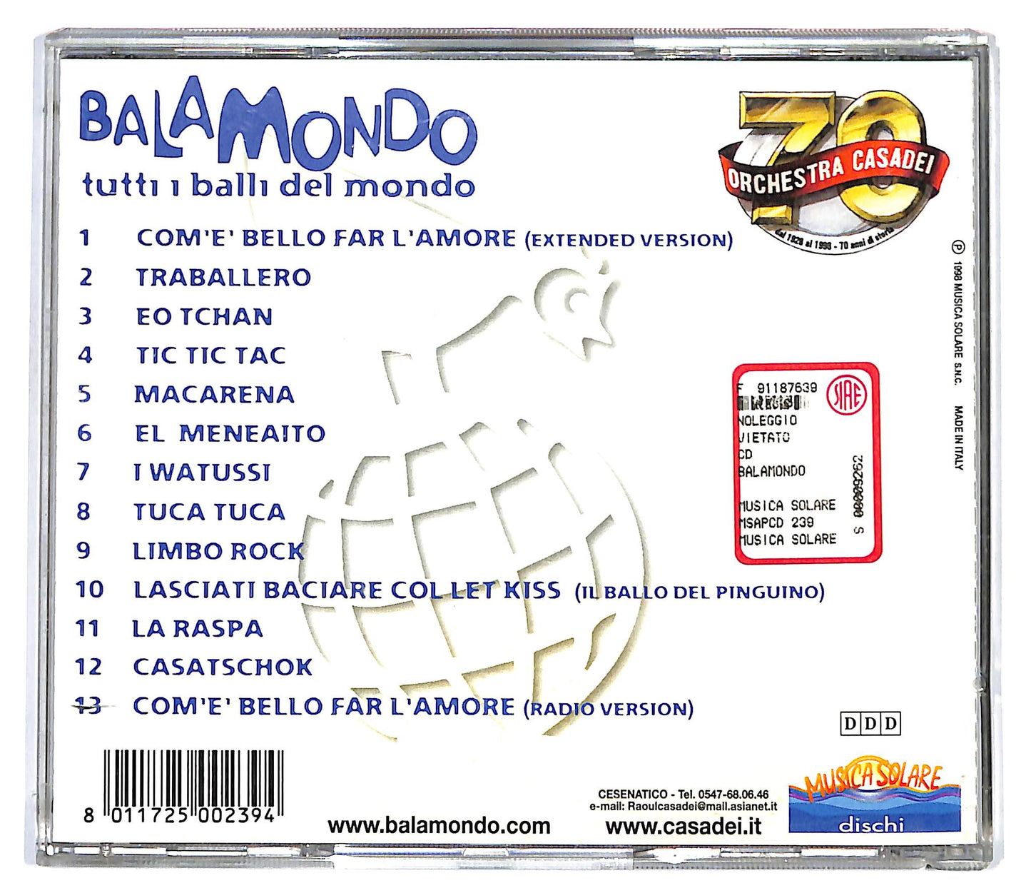 EBOND L'Orchestra Italiana Raoul Casadei - Balamondo CD CD127238
