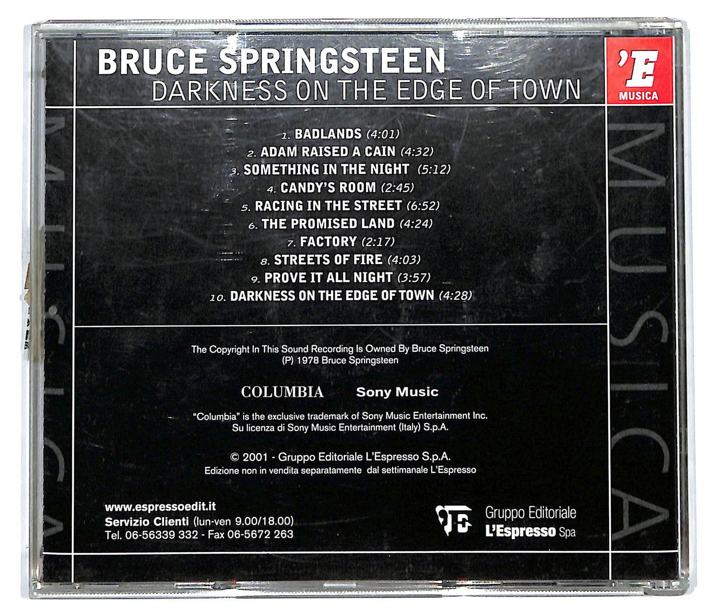 EBOND Bruce Springsteen - Darkness On The Edge Of Town EDITORIALE CD CD127348