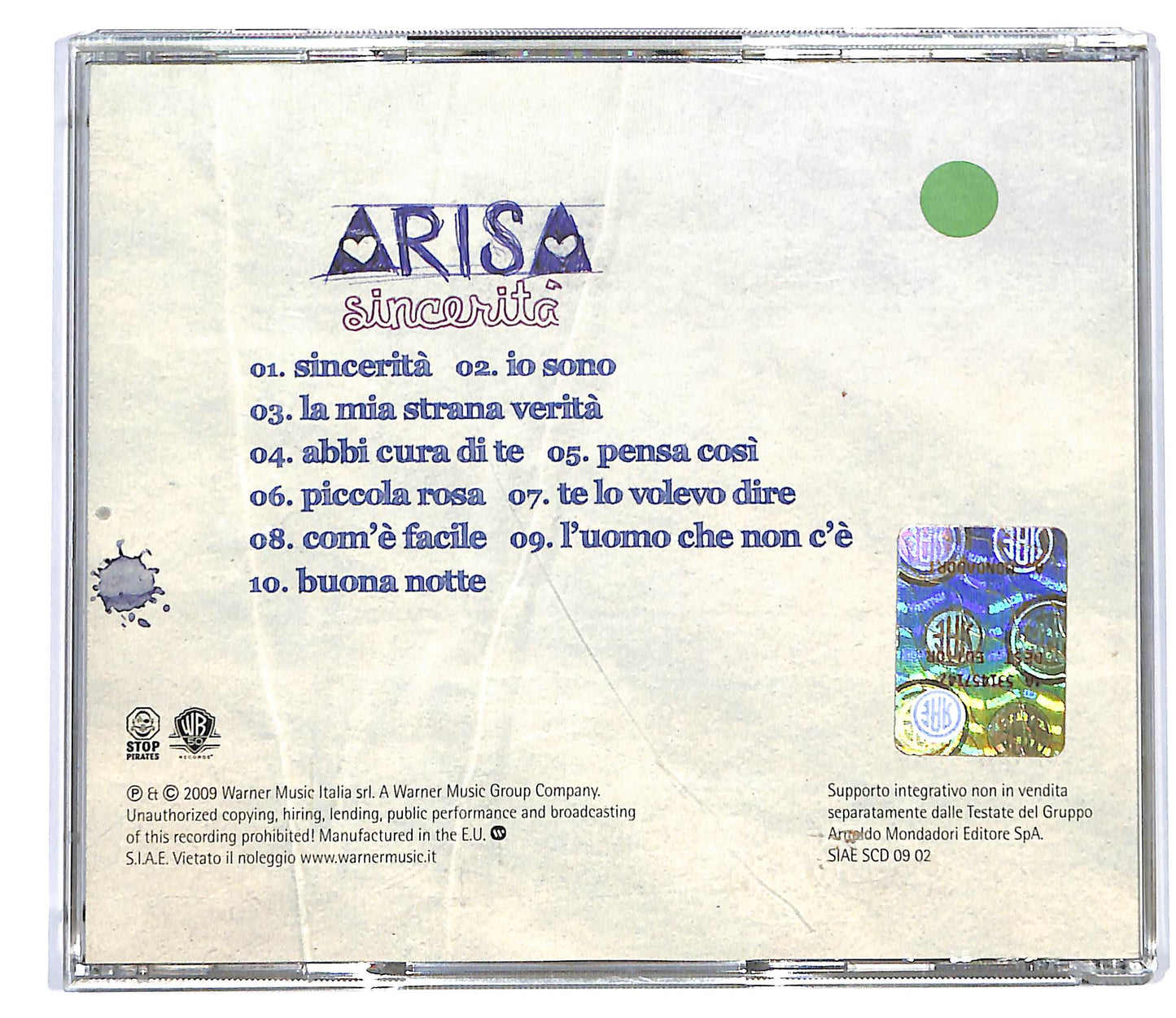 EBOND Arisa - Sincerita EDITORIALE CD CD127455