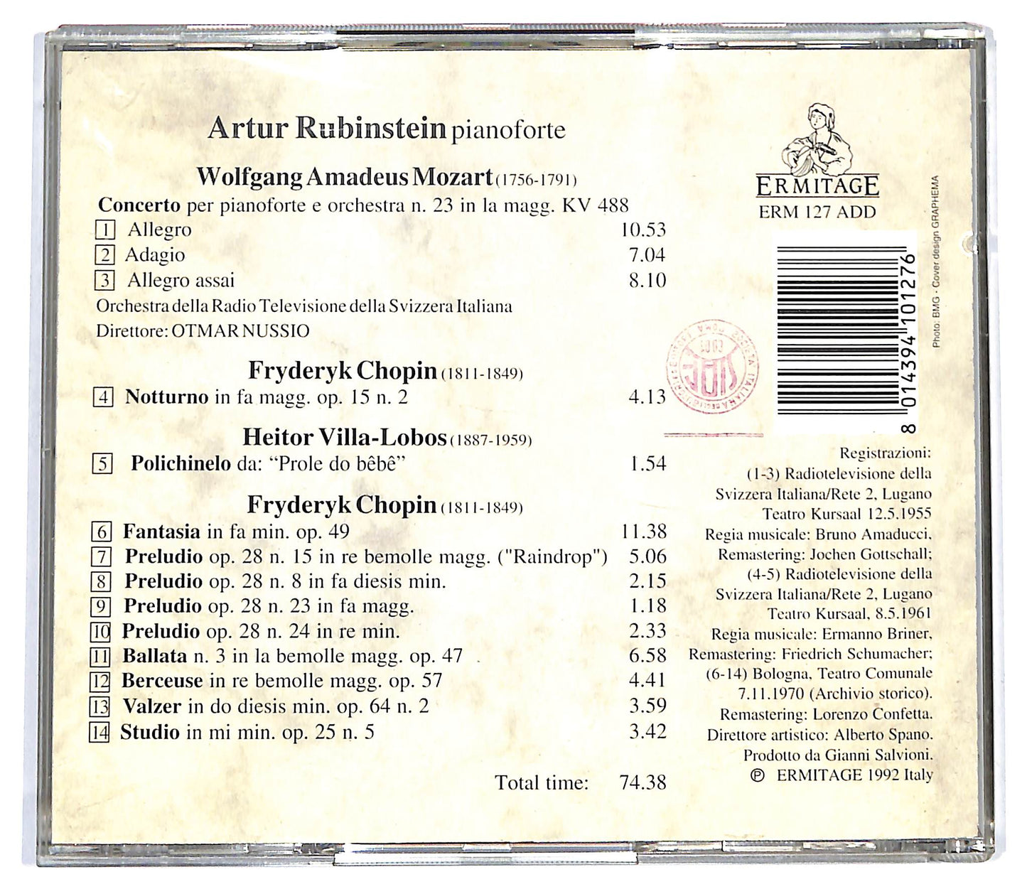 EBOND Arthur Rubinstein - Mozart - Chopin - Villa-Lobos CD CD127737
