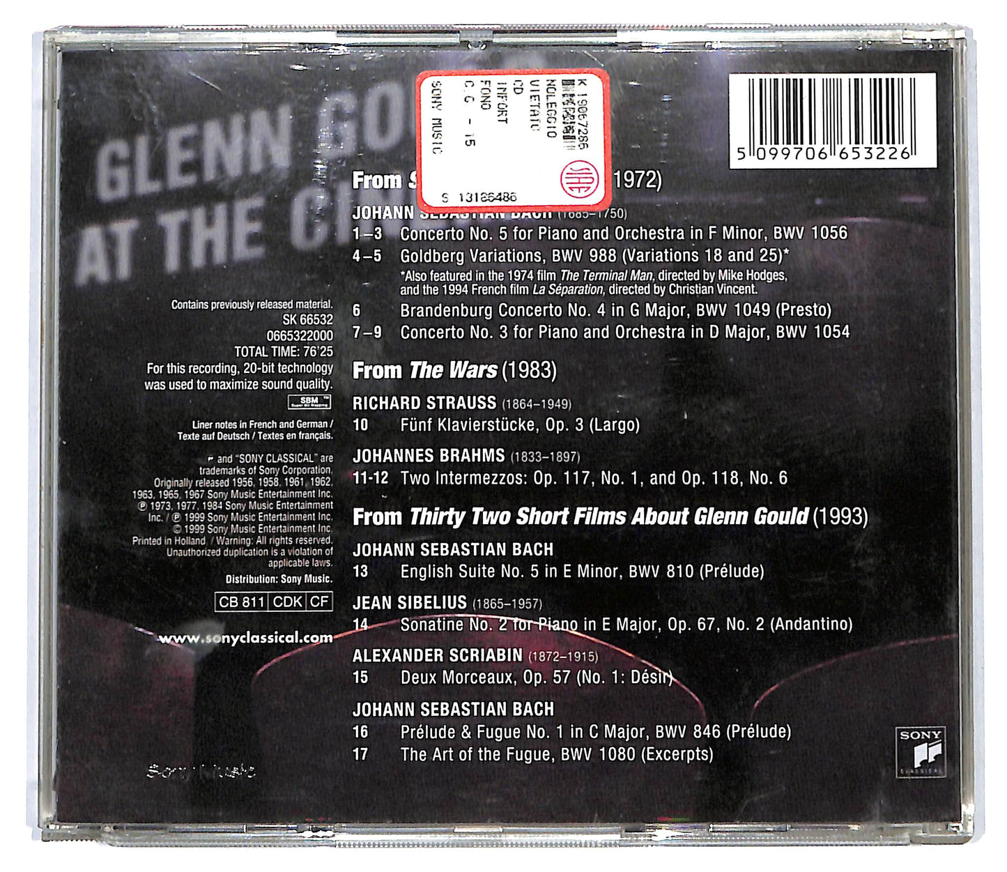 EBOND Glenn Gould - Glenn Gould At The Cinema CD CD127738