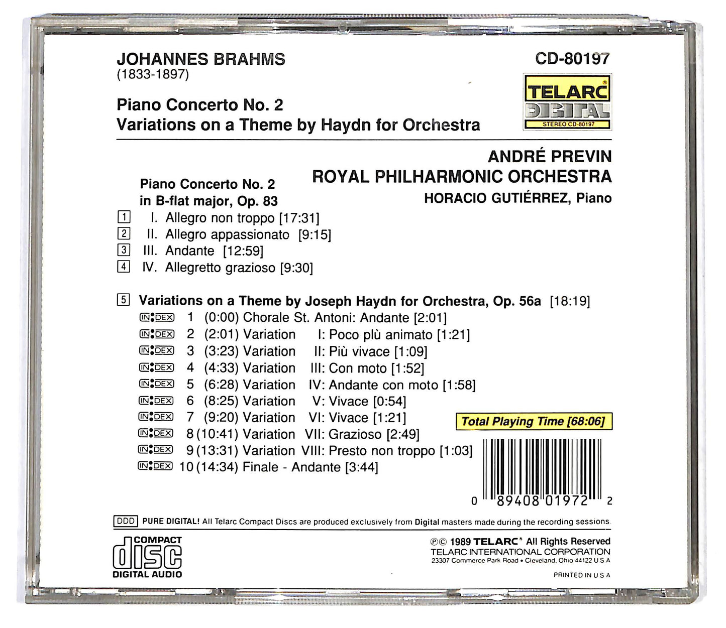 EBOND Johannes Brahms - Piano Concerto No. 2 / Variations by Haydn CD CD127802