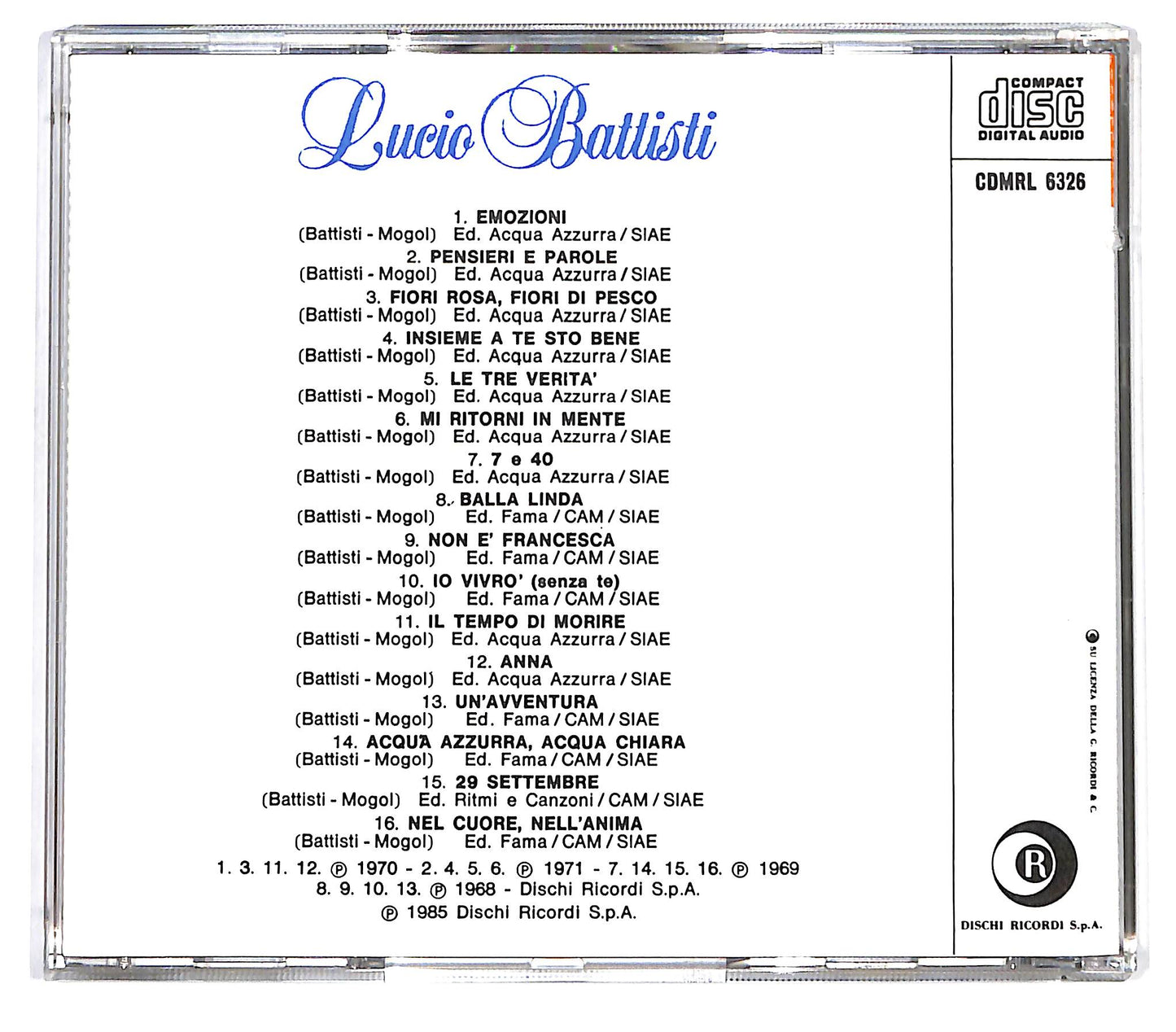 EBOND Lucio Battisti - Lucio Battisti CD CD127860