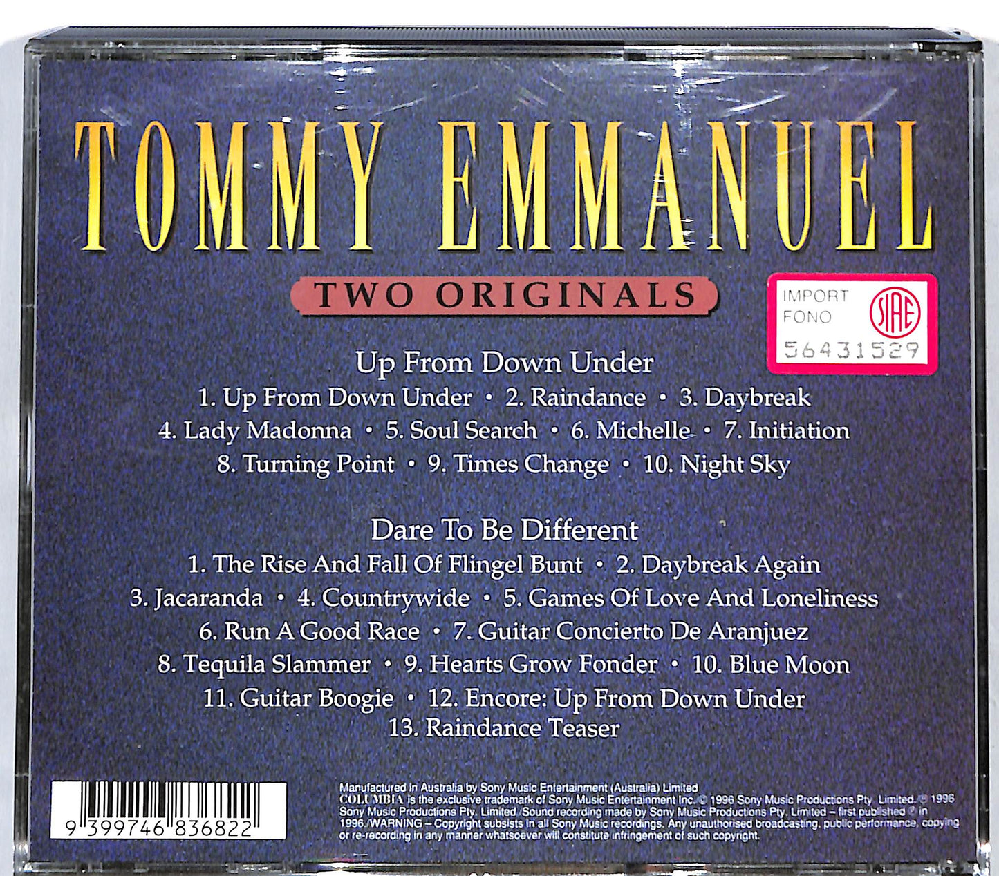 EBOND Tommy Emmanuel - Two Originals: Up From Down Under - Dare To Be Different CD CD128006