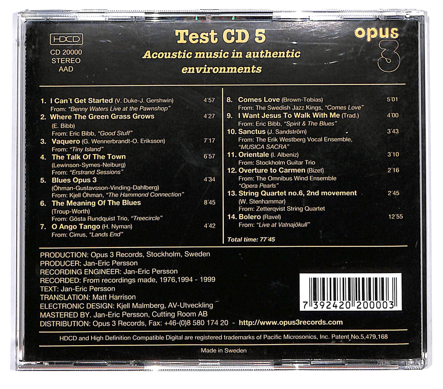 EBOND Test5 - Depth Of Image - Timbre - Dynamics - Opus3 CD CD128240