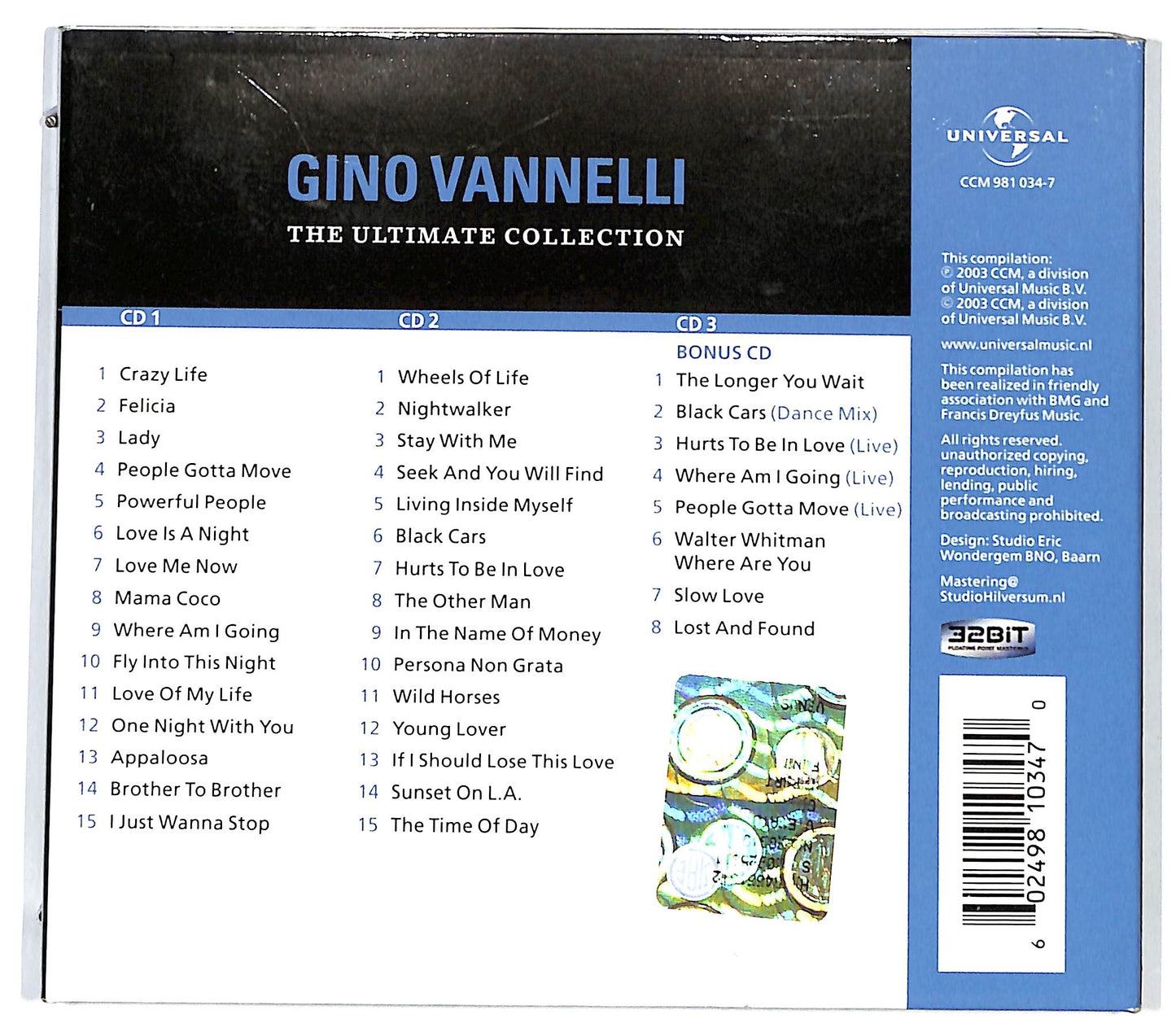 EBOND Gino Vannelli - The Ultimate Collection CD CD129016