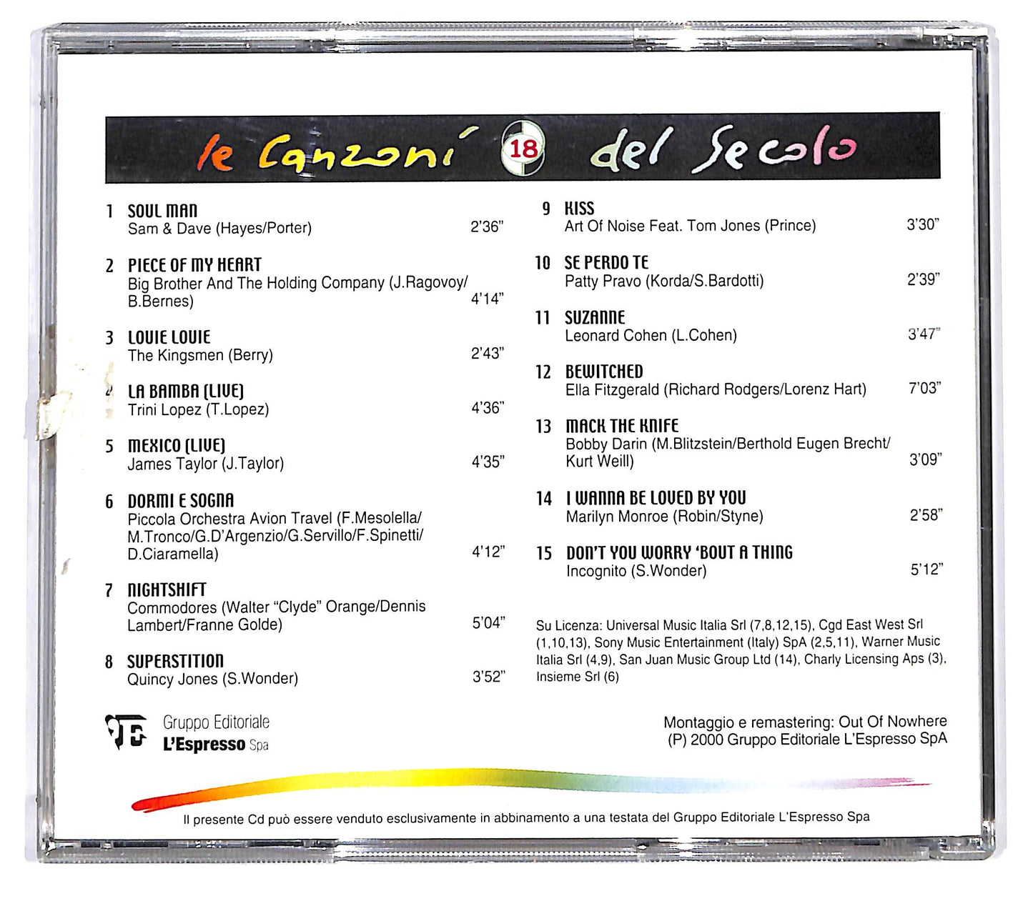 EBOND Various - Le Canzoni Del Secolo 18 EDITORIALE CD CD129328