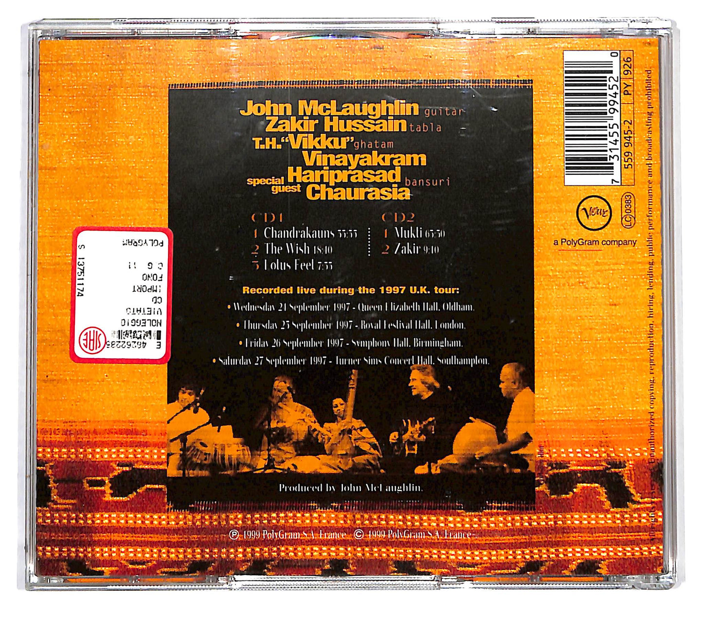 EBOND John McLaughlin - Zakir Hussain - Remember Shakti CD CD129625