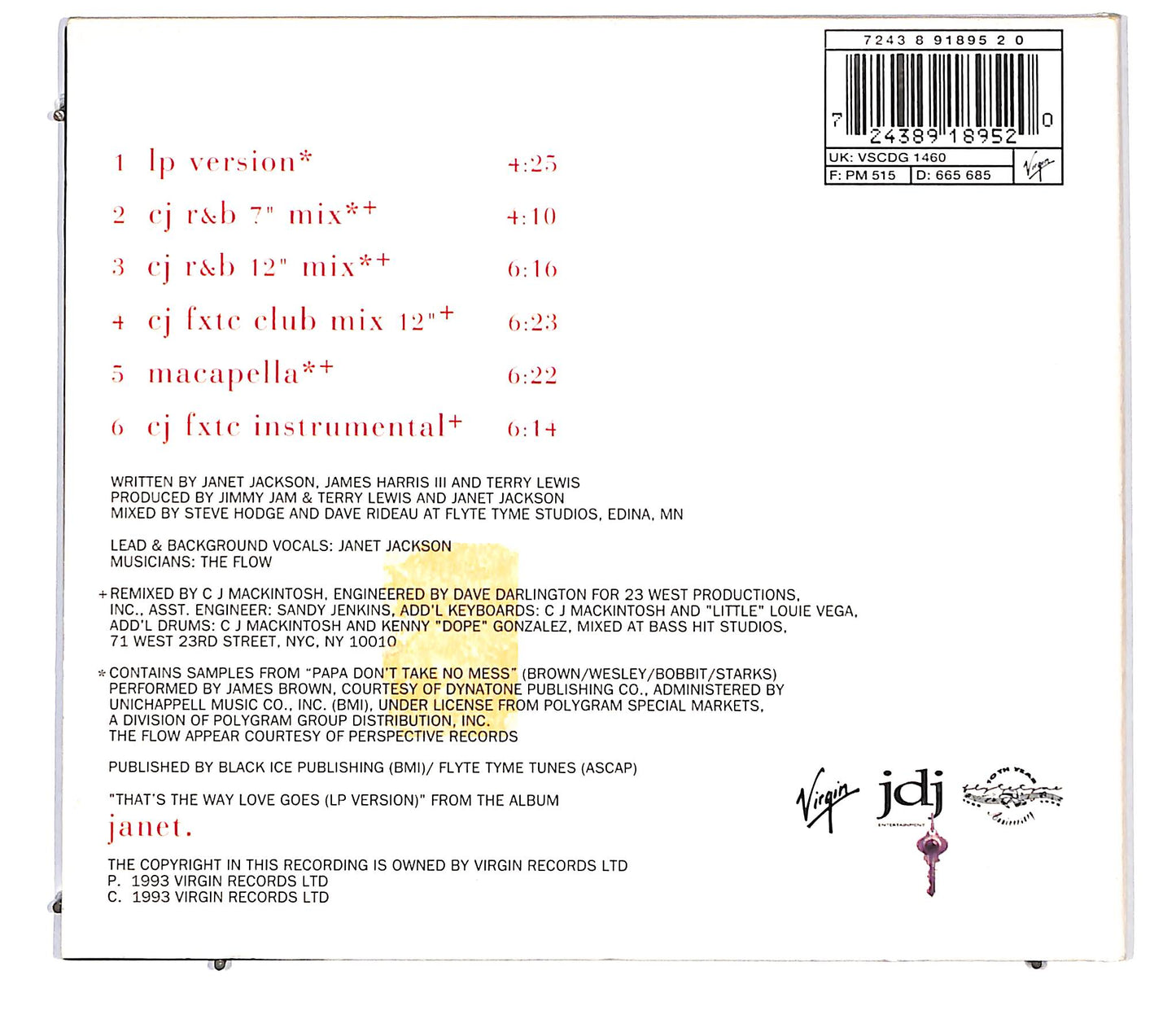 EBOND Janet Jackson - That's The Way Love Goes CD CD129633