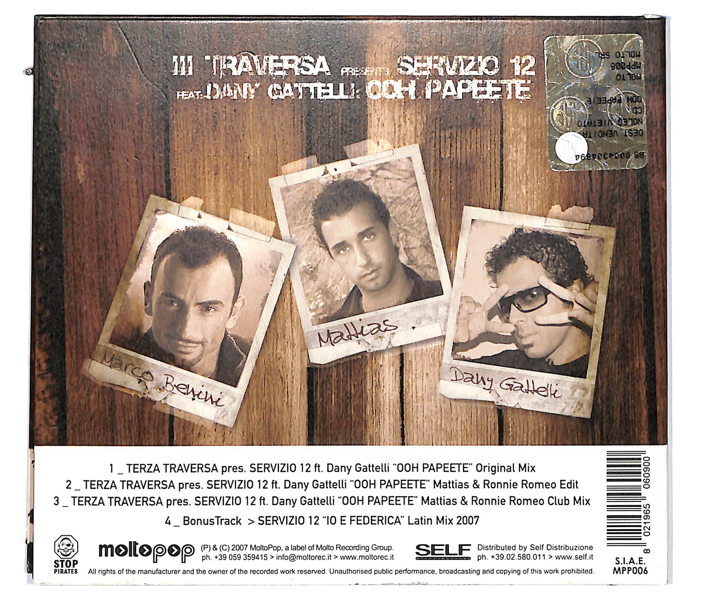 EBOND Servizio 12 Featuring Dany Gattelli - Ooh Papeete CD CD130252