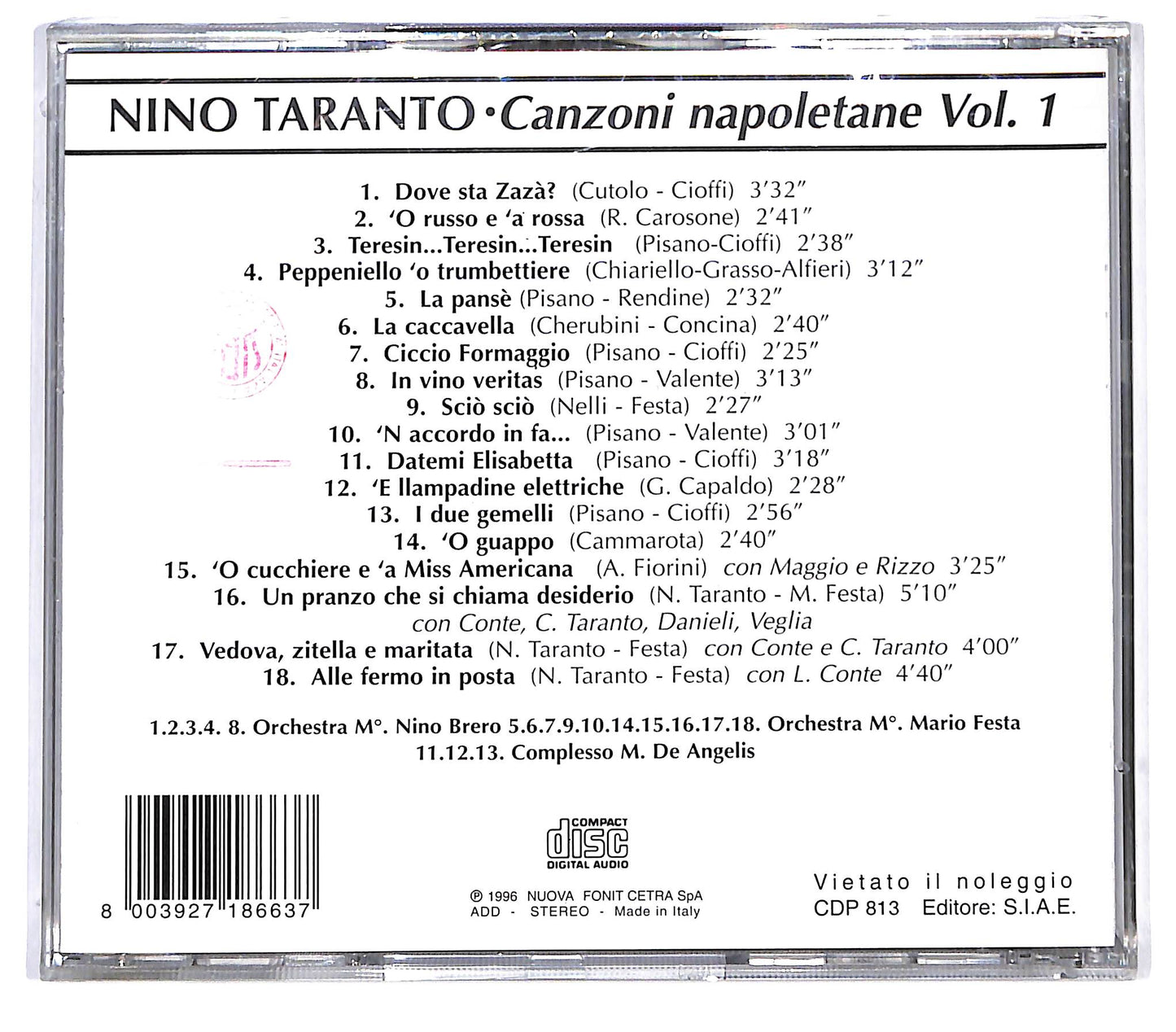 EBOND Nino Taranto - Canzoni Napoletane Vol. 1 CD CD130325