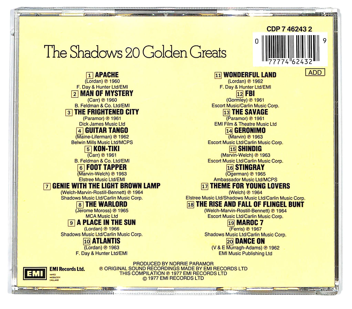 EBOND The Shadows - 20 Golden Greats CD CD130405