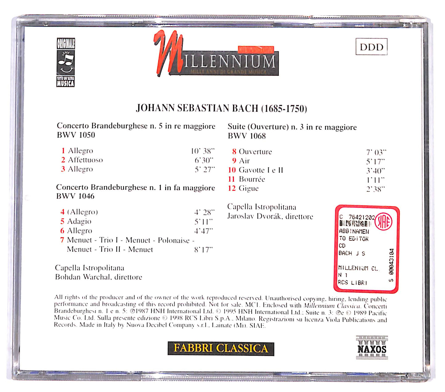 EBOND Bach - Concerti Brandeburghesi N. 1 e N. 5 Suite N. 3 CD CD130660