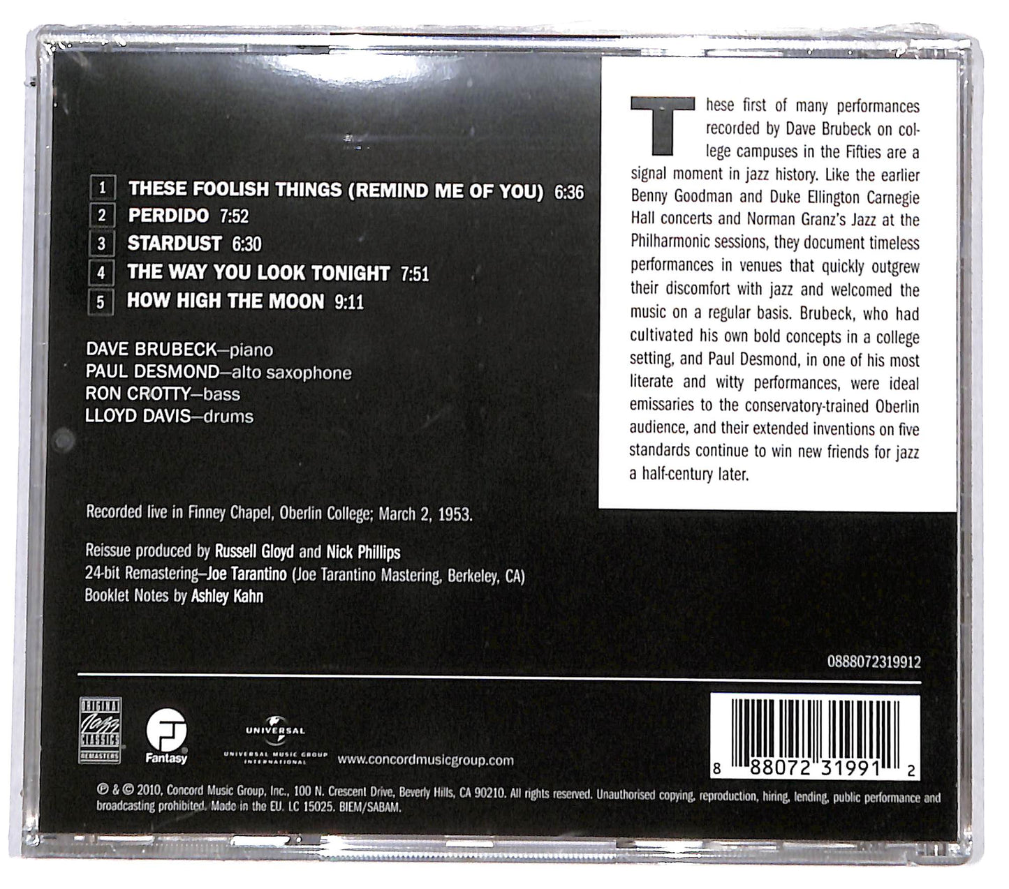 EBOND The Dave Brubeck Quartet - Jazz At Oberlin CD CD130767