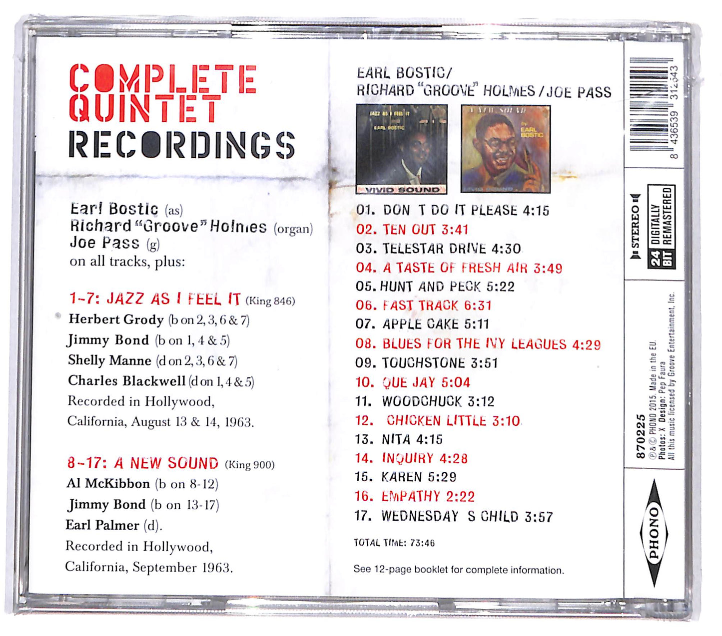 EBOND Earl Bostic - Complete Quintet Recordings CD CD130925