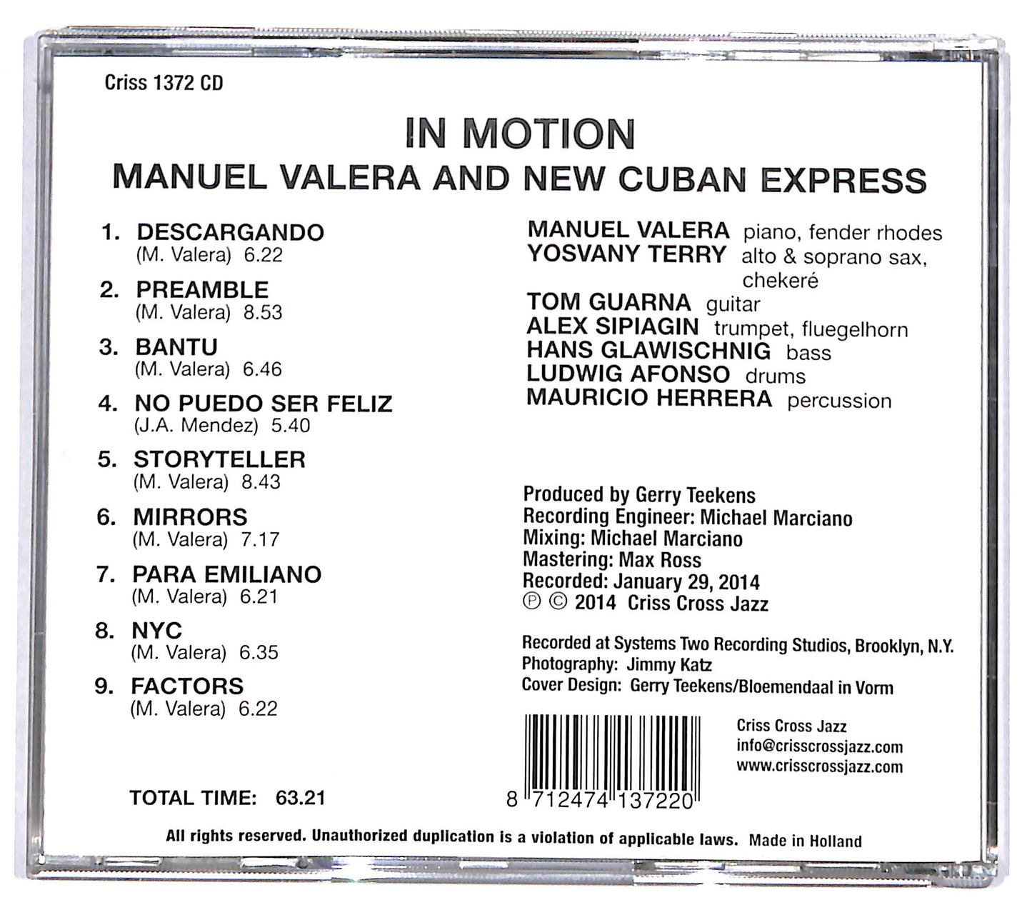 EBOND Manuel Valera And New Cuban Express - In Motion CD CD130950