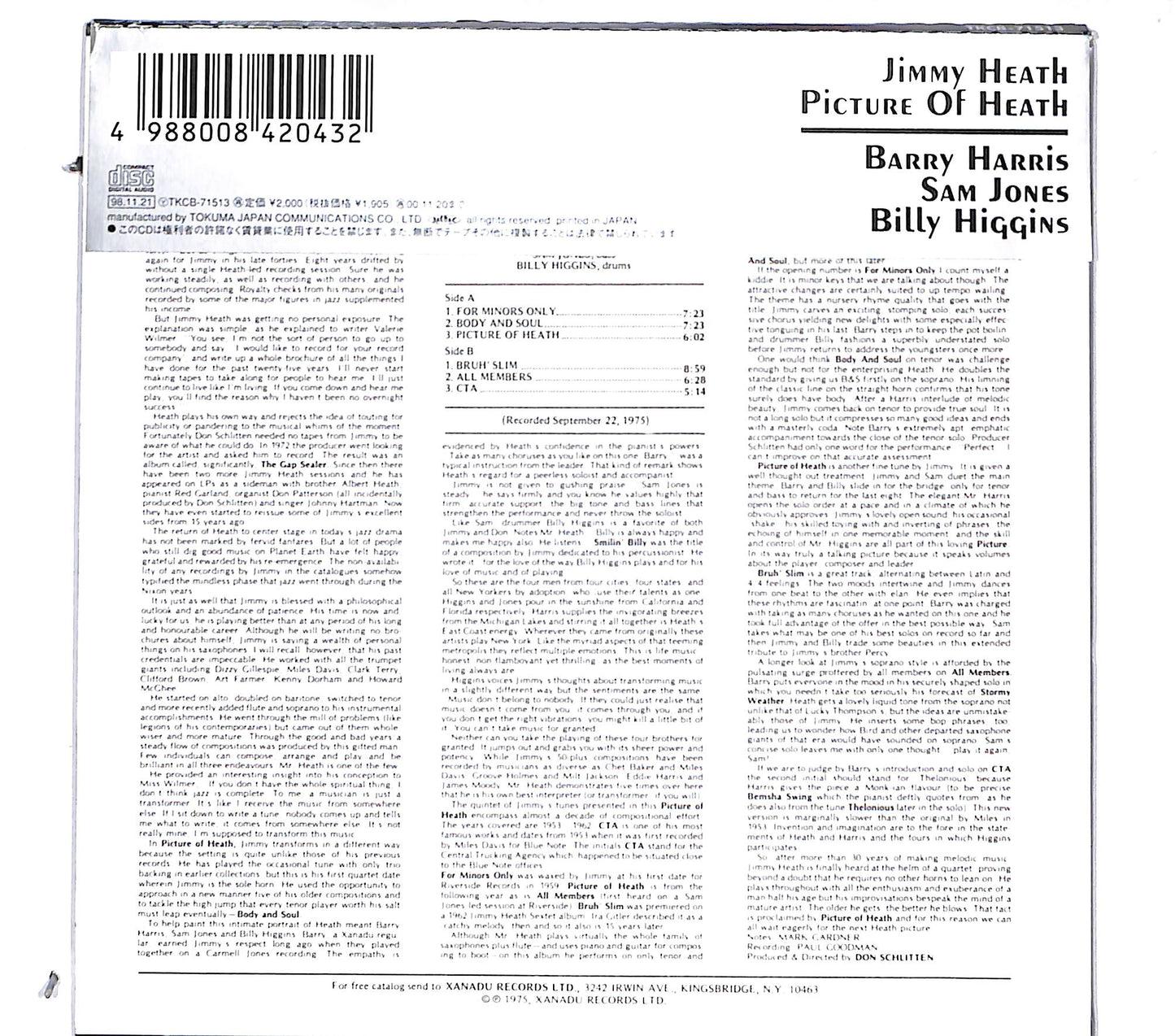 EBOND Jimmy Heath - Picture Of Heath CD CD130959