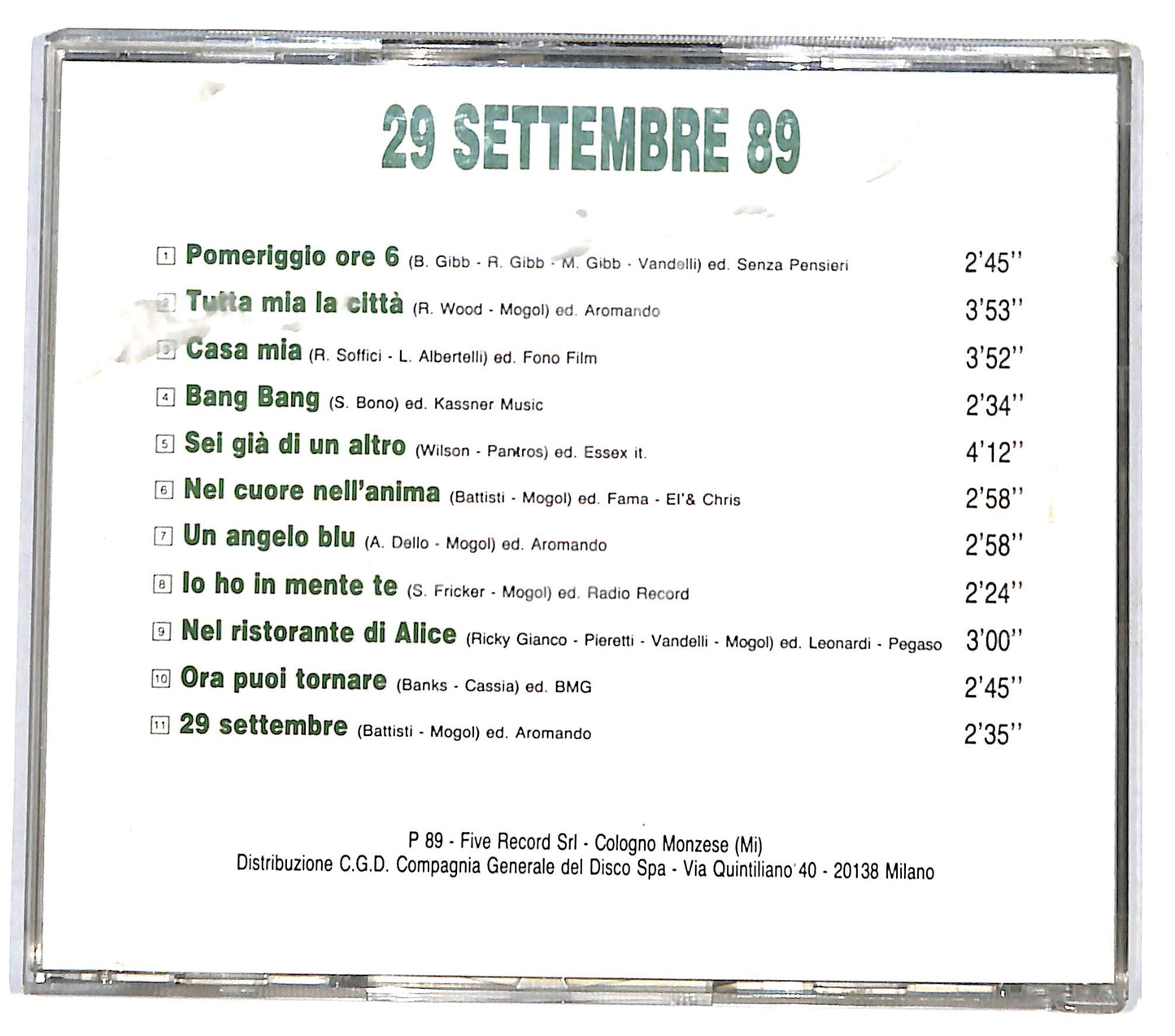 EBOND Maurizio Vandelli - 29 Settembre 89 CD CD131115