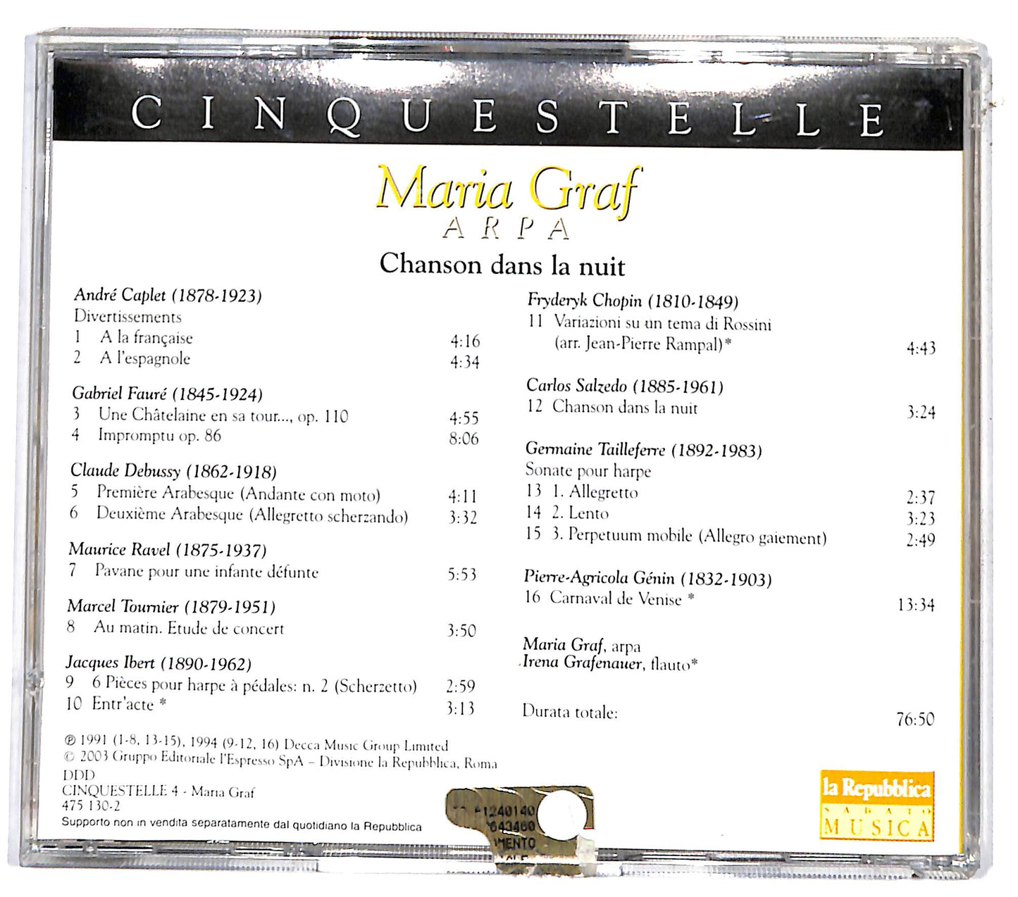EBOND Maria Graf - Chanson Dans La Nuit EDITORIALE CD CD131263