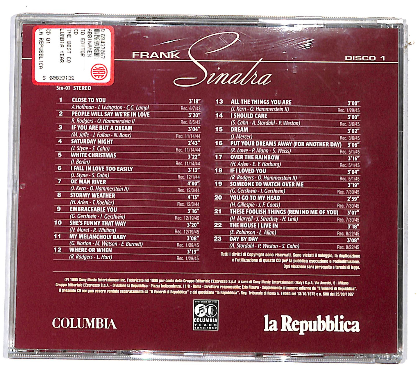 EBOND Frank Sinatra - The Best Of The Columbia Years 1943-1952 CD CD131326