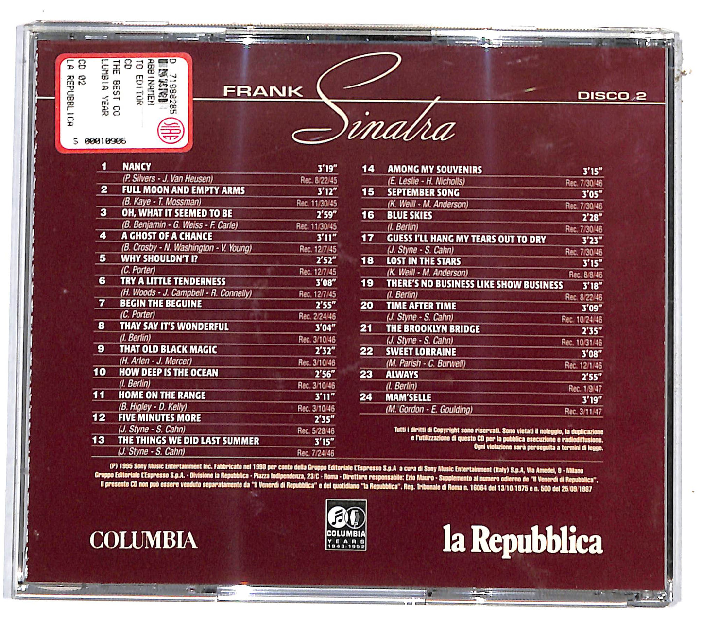 EBOND Frank Sinatra - The Best Of The Columbia Years 4352 Disco 2 CD CD131328