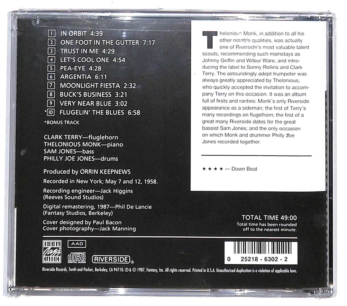 EBOND Clark Terry With Thelonious Monk - In Orbit CD CD131413