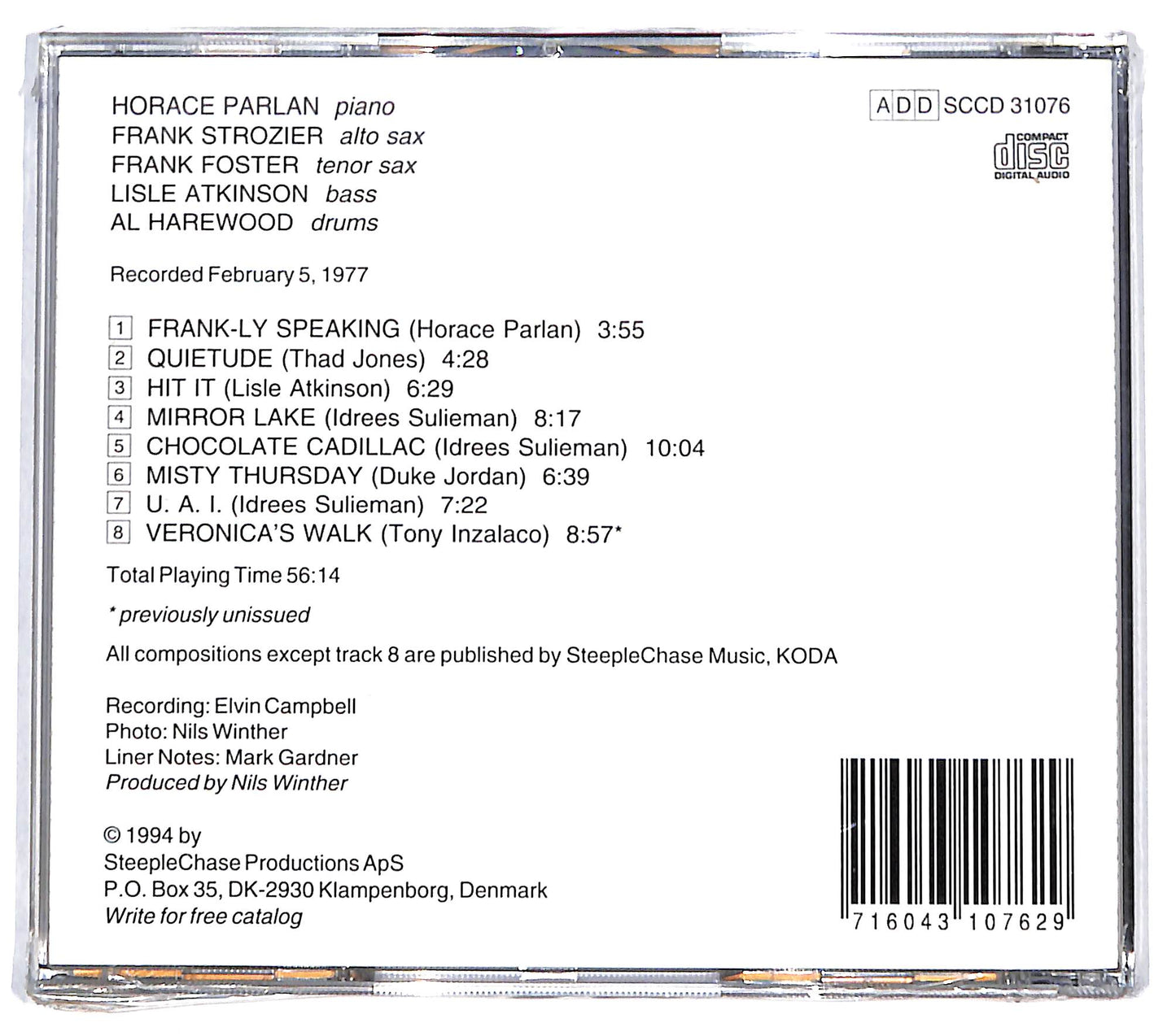 EBOND Horace Parlan Quintet - Frank-ly Speaking CD CD131417