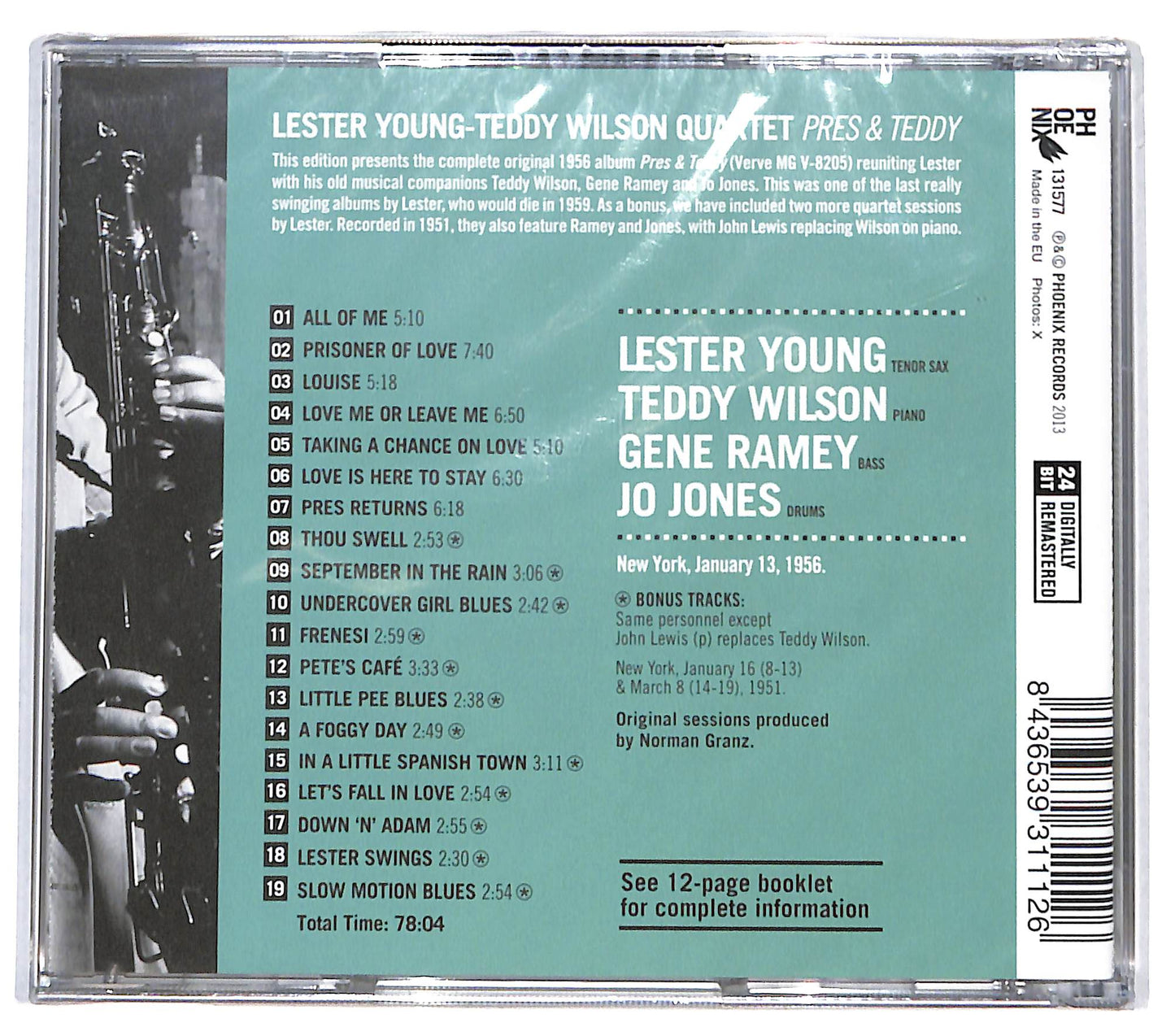EBOND Lester Young Teddy Wilson - Pres And Teddy CD CD131419