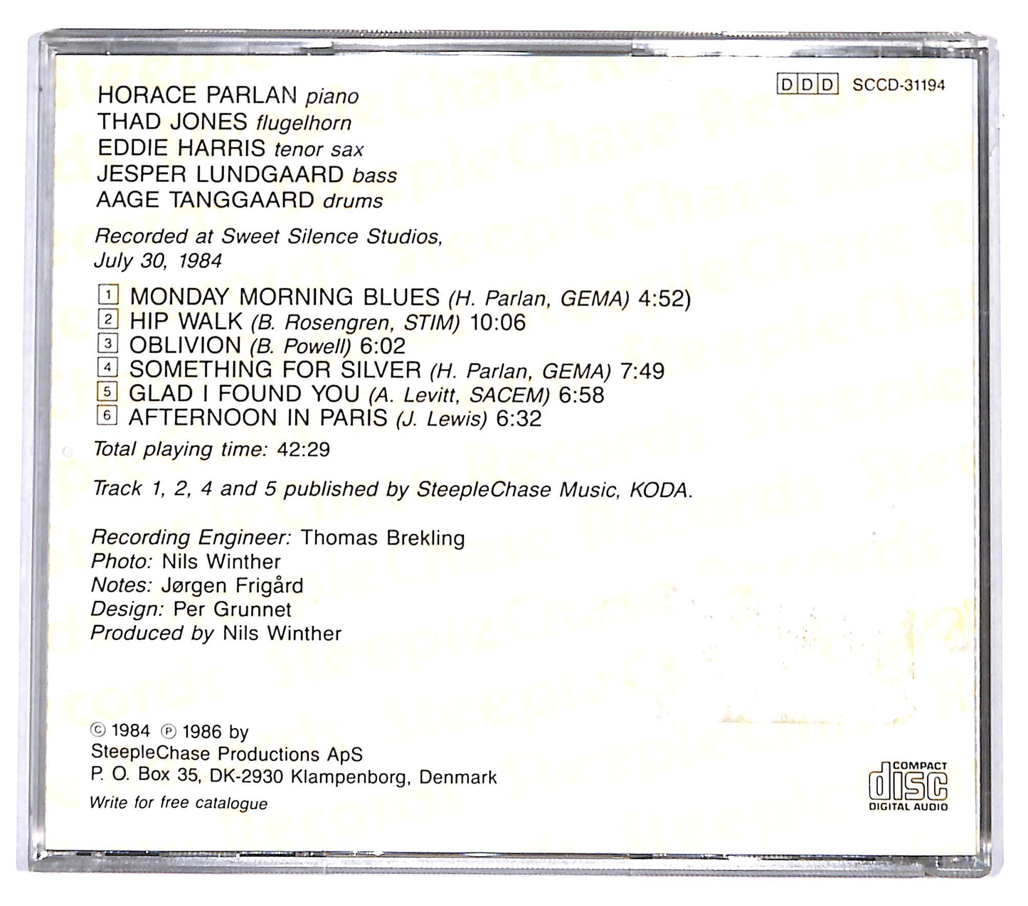 EBOND Horace Parlan Quintet - Glad I Found You CD CD131533