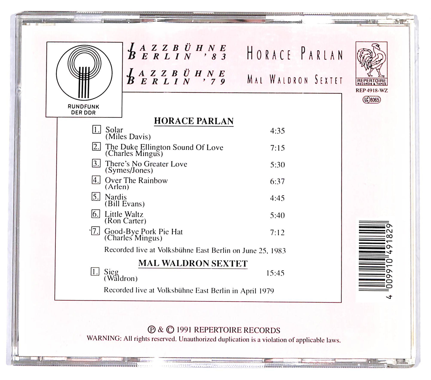 EBOND Parlan Mal Waldron Sextet - Jazzbuhne Berlin CD CD131543