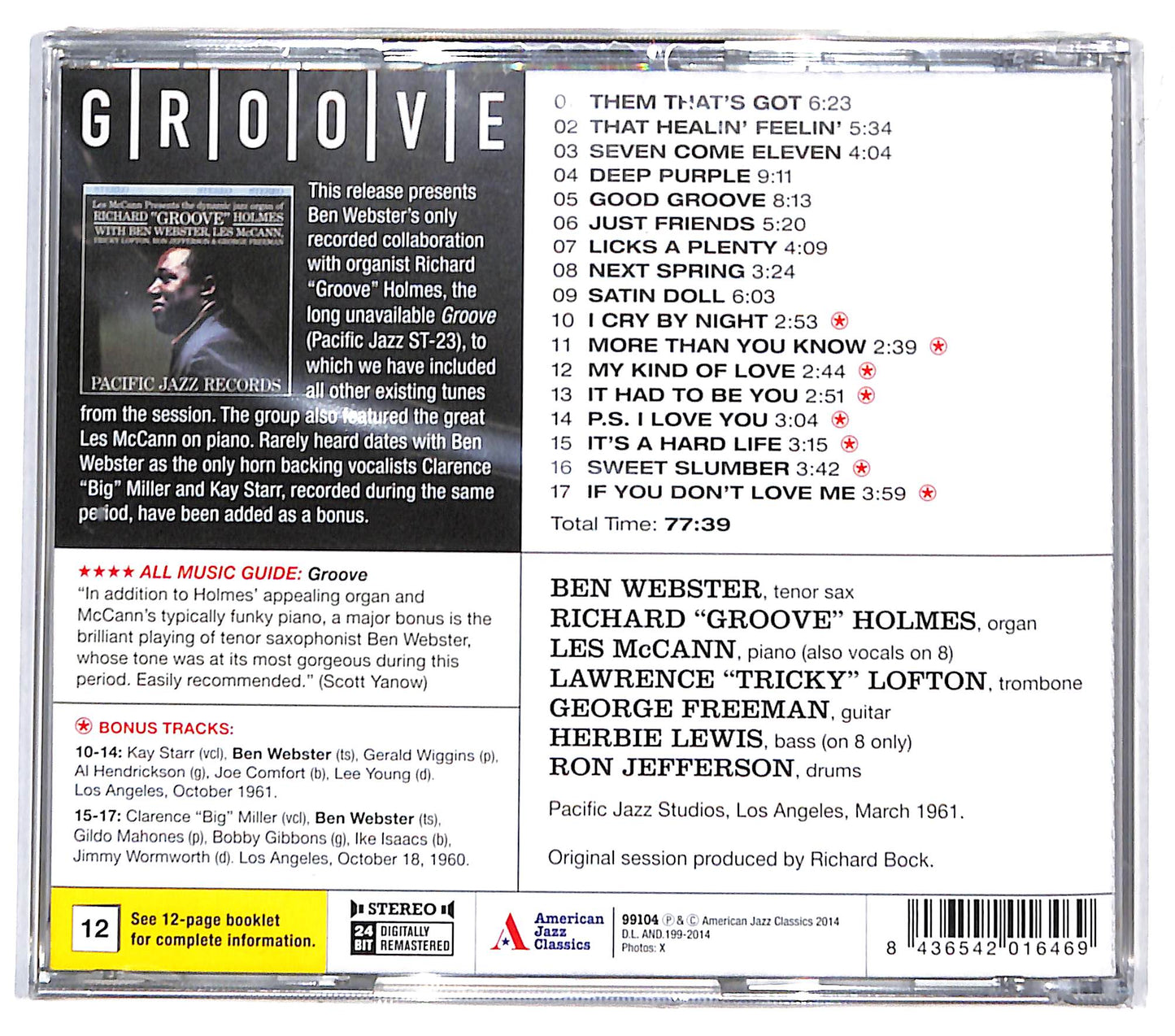 EBOND Ben Webster - Groove (The Complete Legendary 1961 Session) CD CD131604