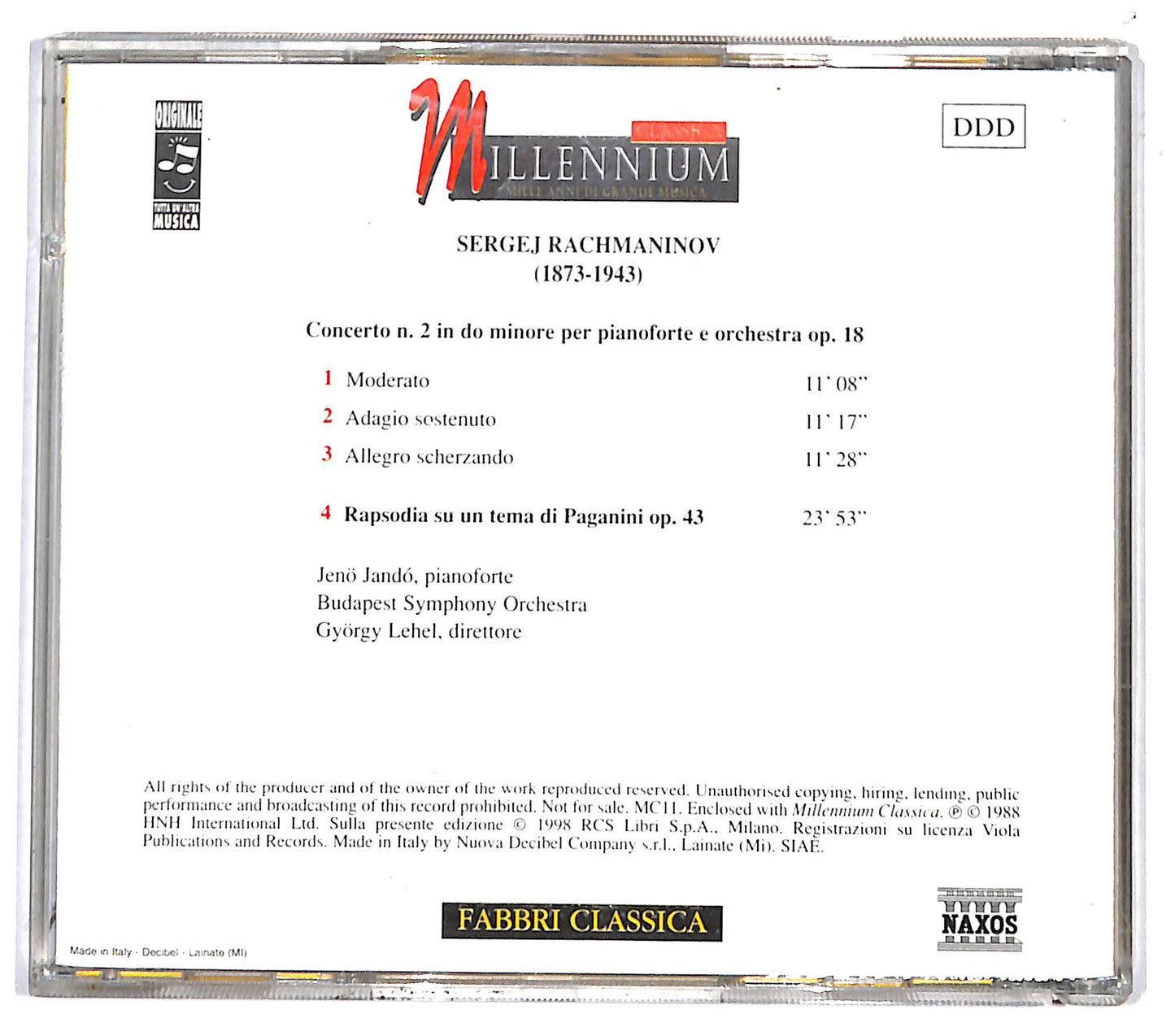 EBOND Rachmaninov - Concerto n.2 in do minore CD CD131657