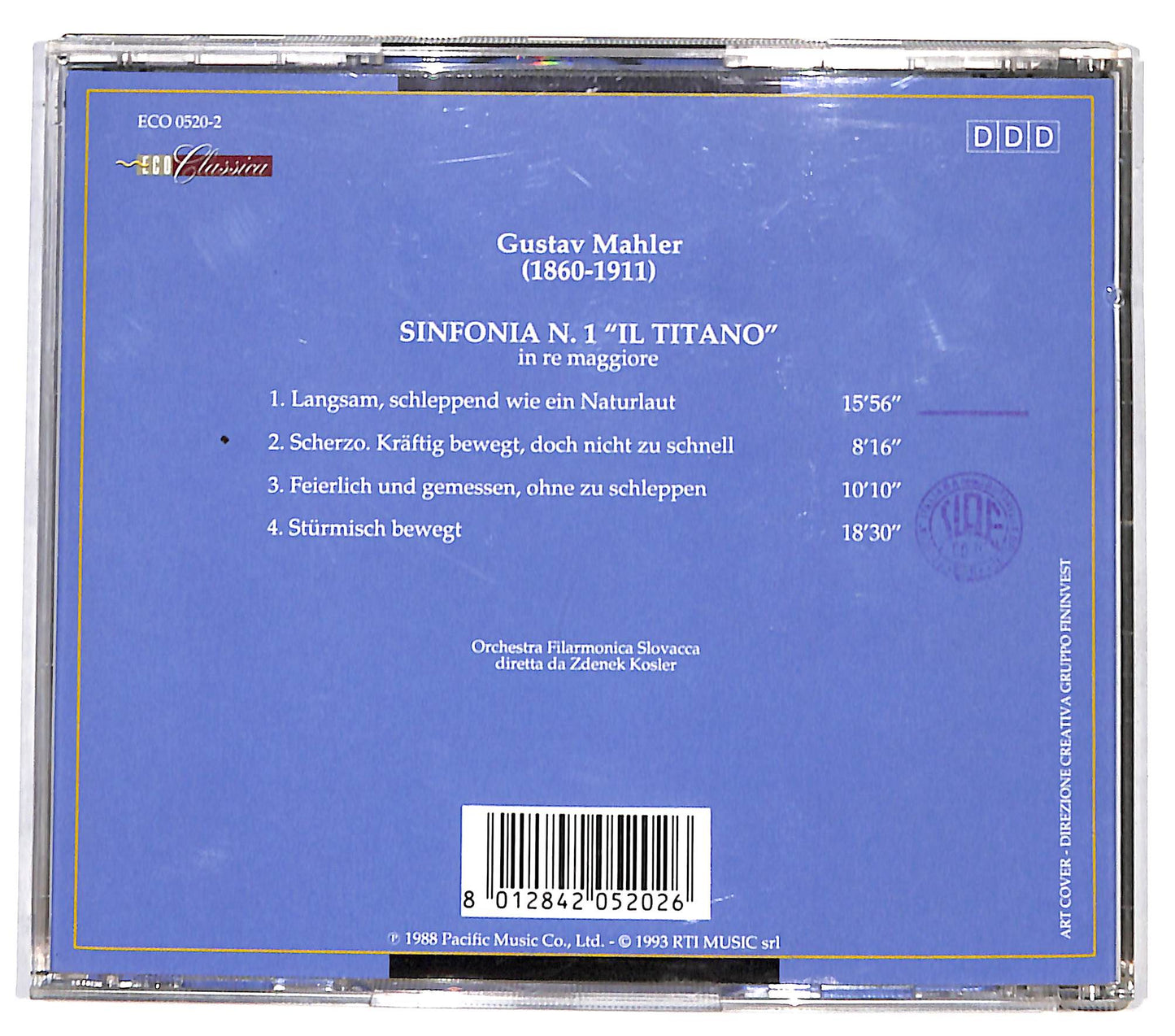 EBOND Gustav Mahler - Sinfonia N. 1 'Il Titano' in re maggiore CD CD131901