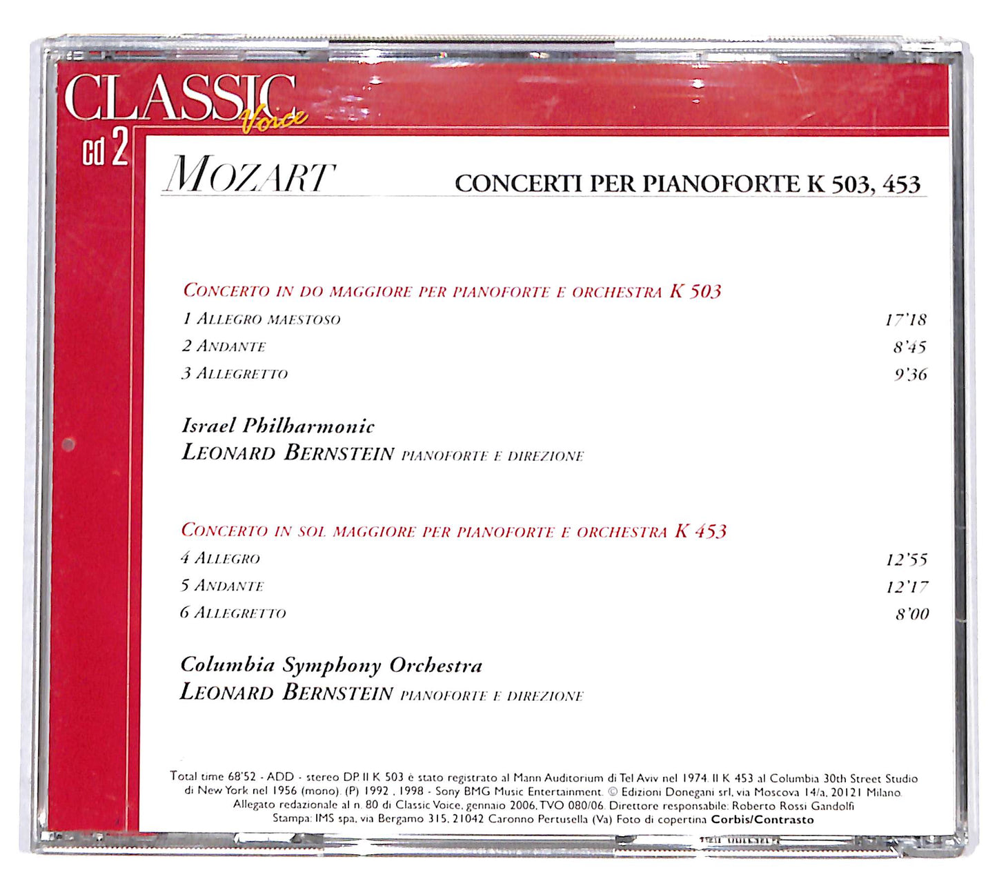 EBOND Mozart - Concerti K 503 e K 453 - Leonard Bernstein CD CD132150