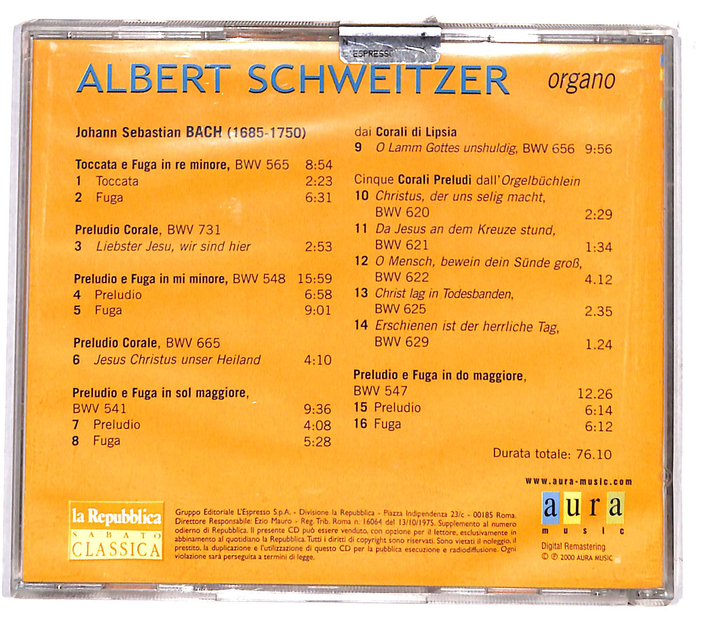 EBOND Albert Schweitzer - suona Bach vol.1 CD CD132529