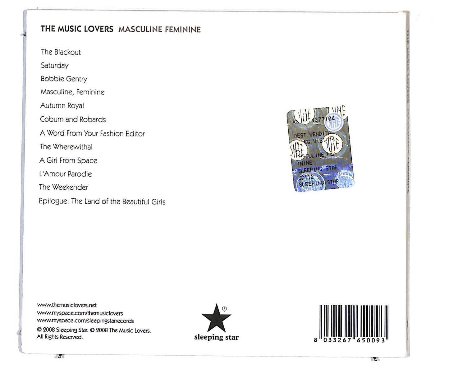 EBOND The Music Lovers - Masculine Feminine DIGIPACK CD CD133410