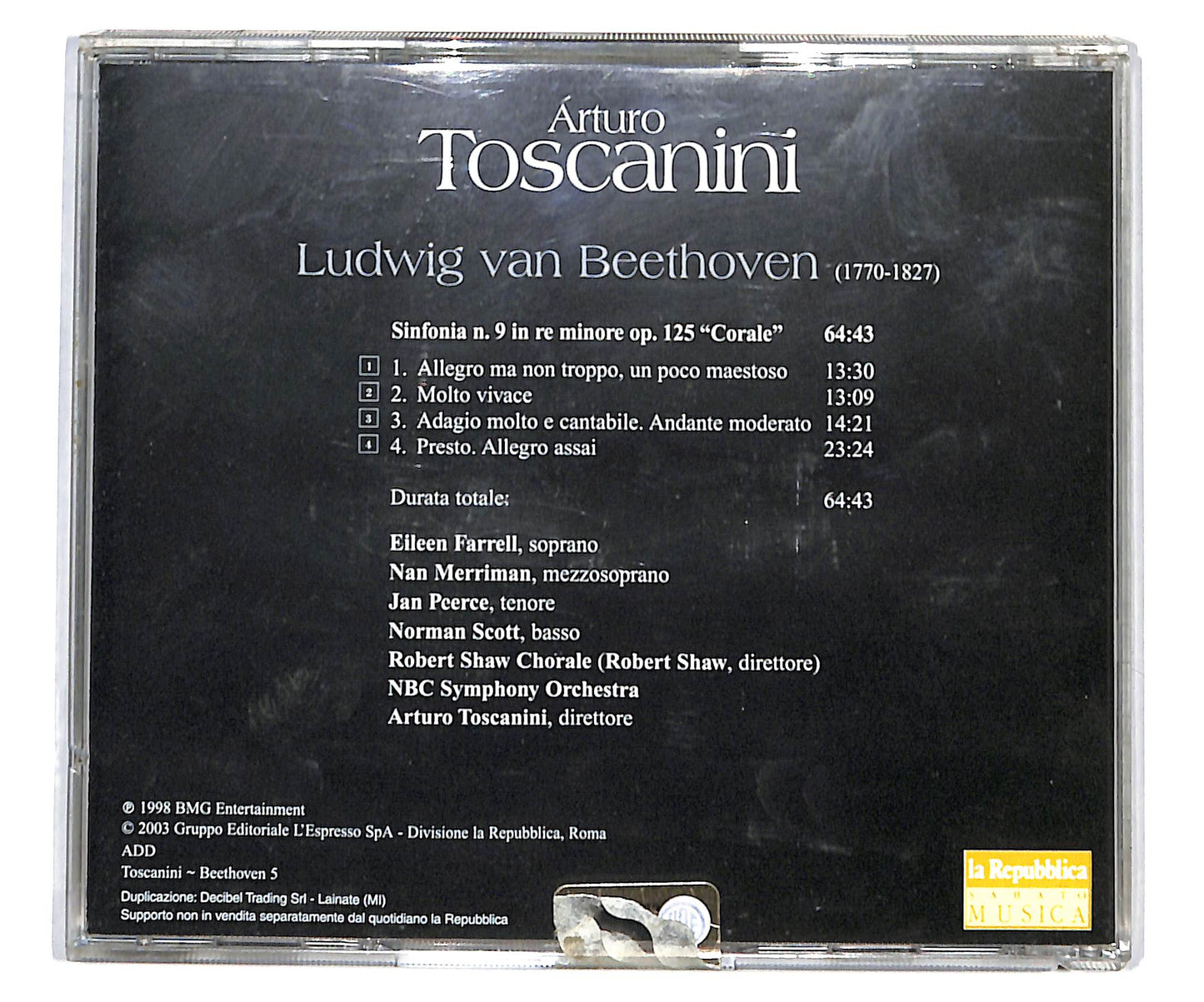 EBOND Arturo Toscanini - Beethoven - Sinfonia N. 9 CD CD133541