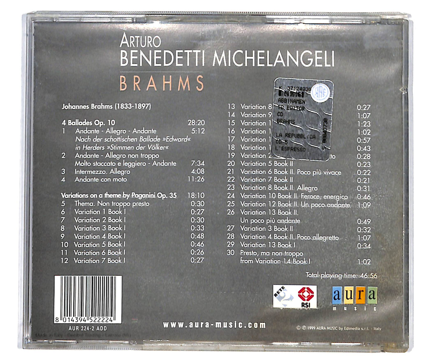 EBOND Arturo Benedetti Michelangeli - Brahms CD CD133543