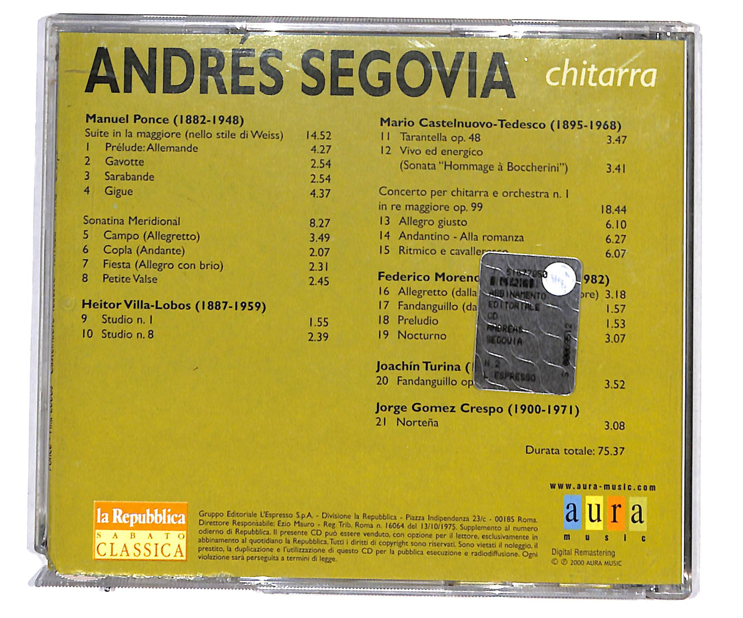 EBOND Andres Segovia - Ponce Crespo 2 CD CD133634