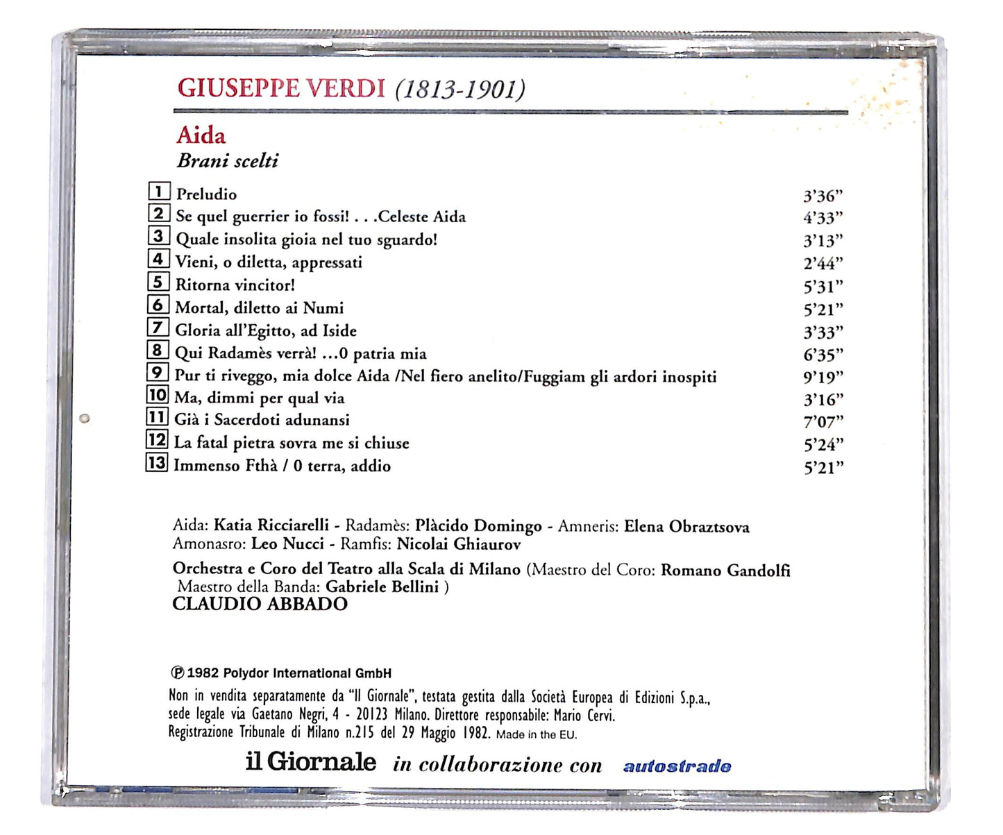 EBOND Giuseppe Verdi - Aida - Grandi prime alla scala CD CD133643