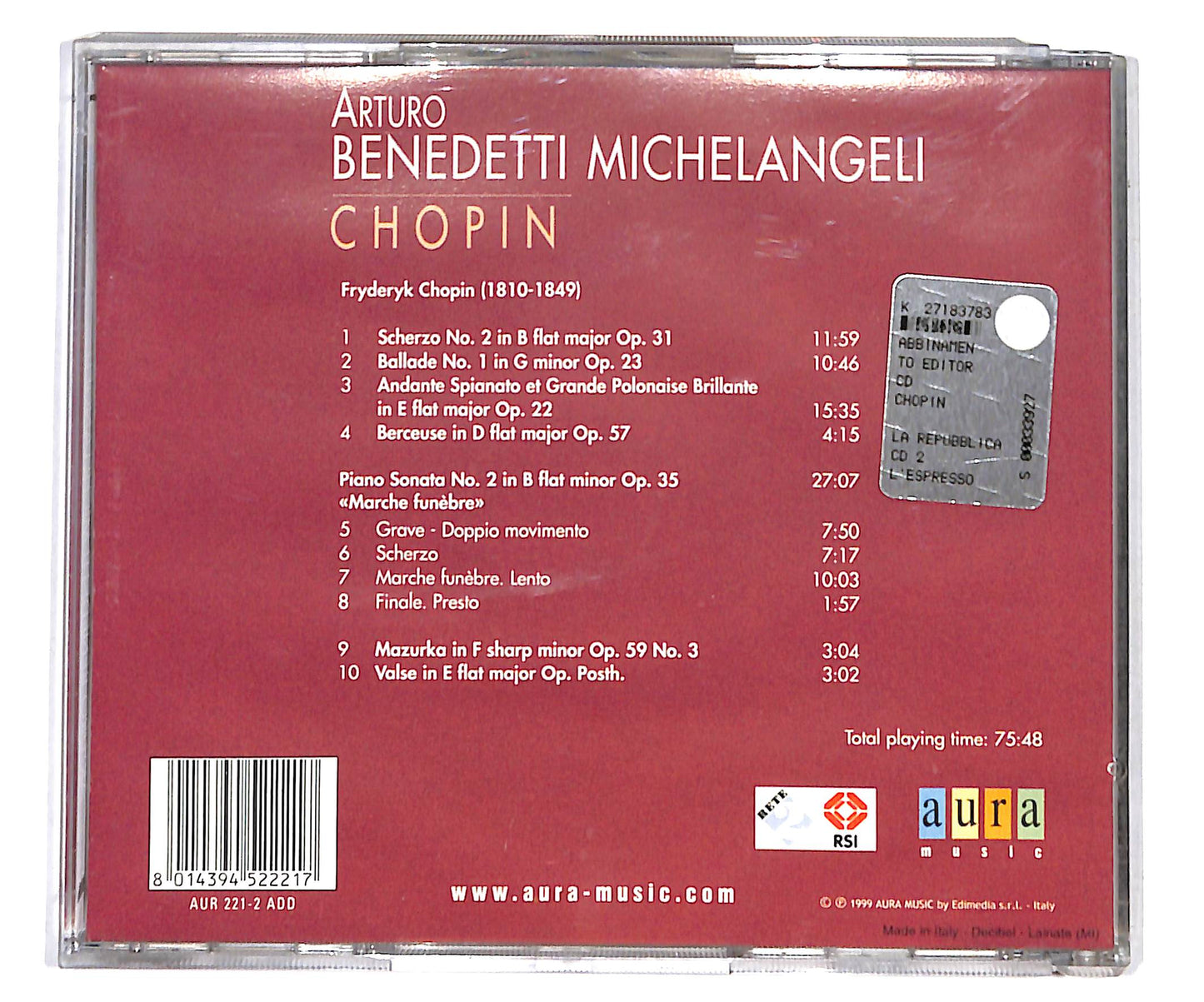 EBOND Arturo Benedetti Michelangeli - Chopin CD CD133705