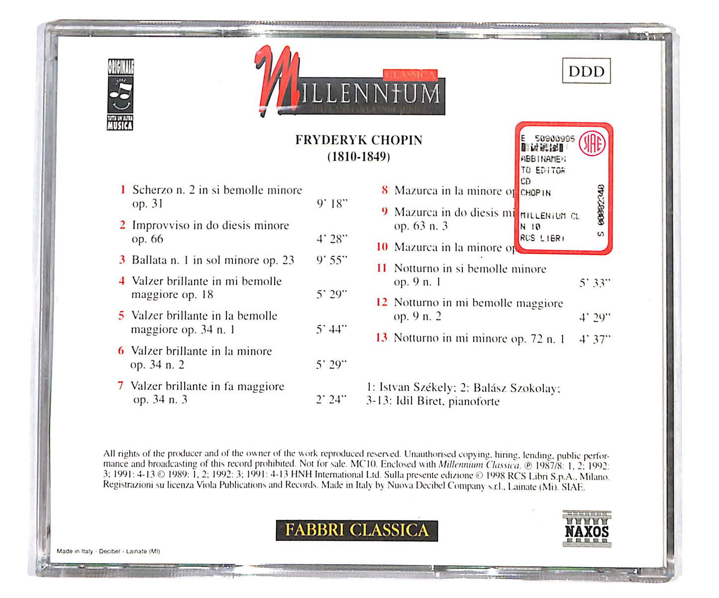 EBOND Chopin - Musica Per Pianoforte CD CD133706