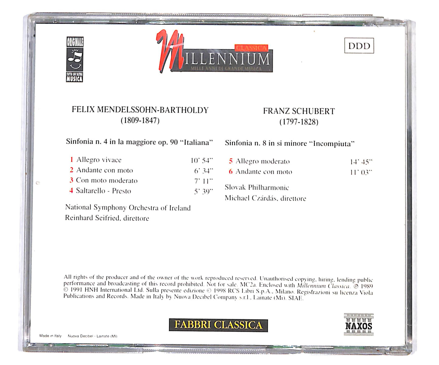 EBOND Mendelssohn Schubert - Sinfonia 4 Sinfonia 8 CD CD133722