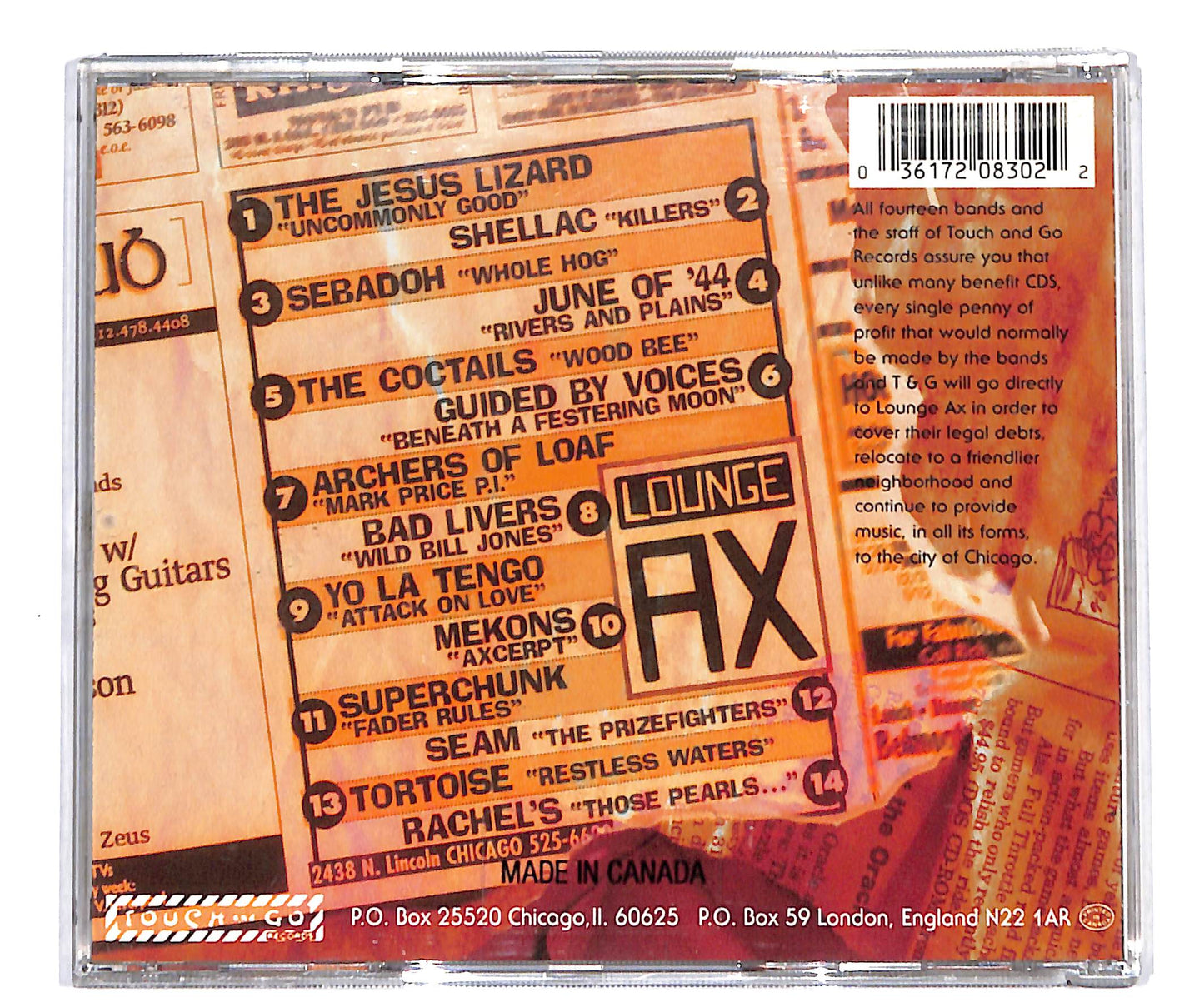 EBOND Various - The Lounge Ax Defense & Relocation Compact Disc CD CD134157
