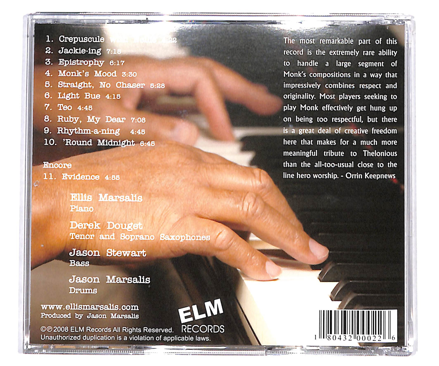 EBOND The Ellis Marsalis Quartet - An Open Letter To Thelonious CD CD134616