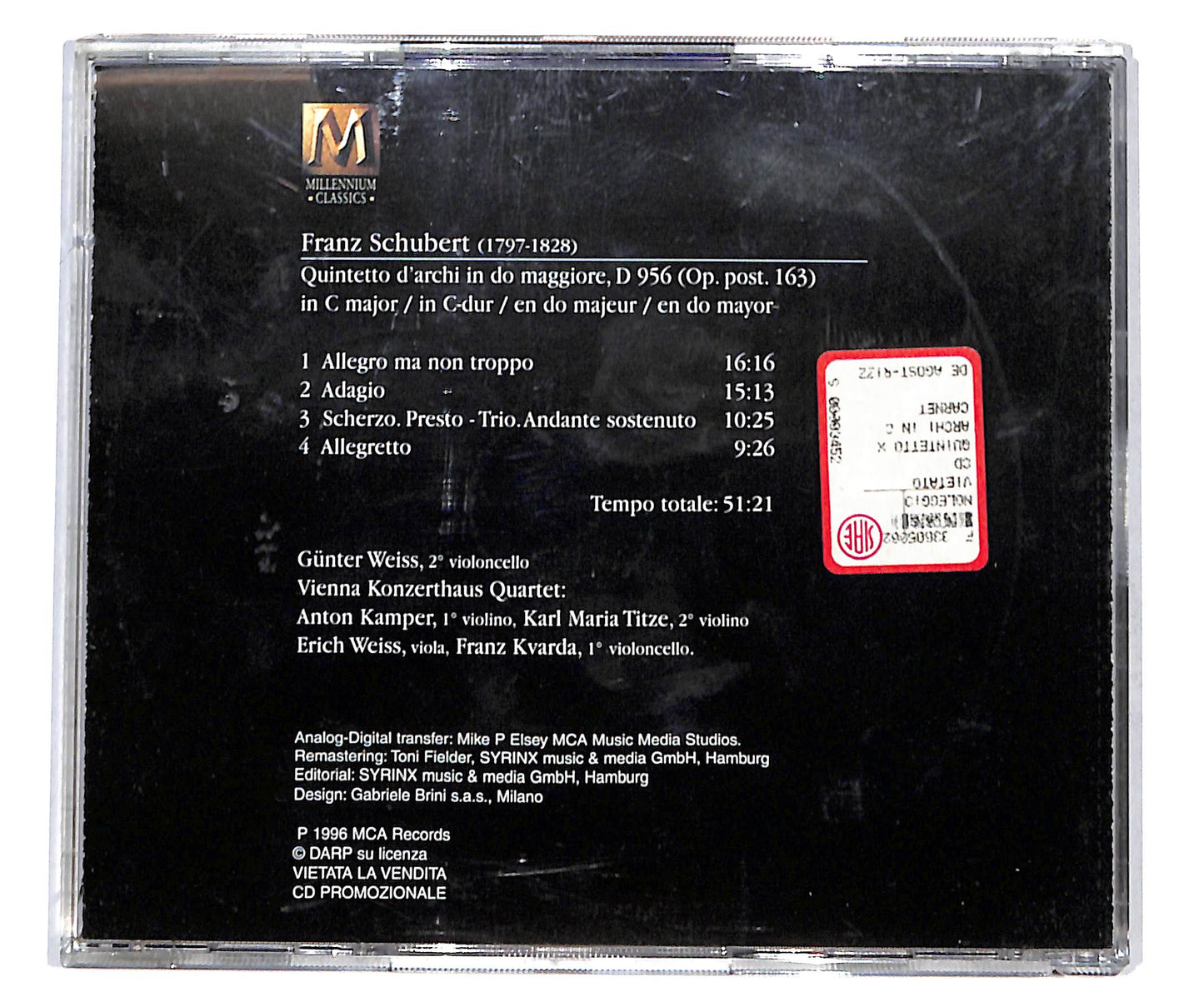 EBOND Schubert - quintetto d'archi in do maggiore D 956 CD CD135112