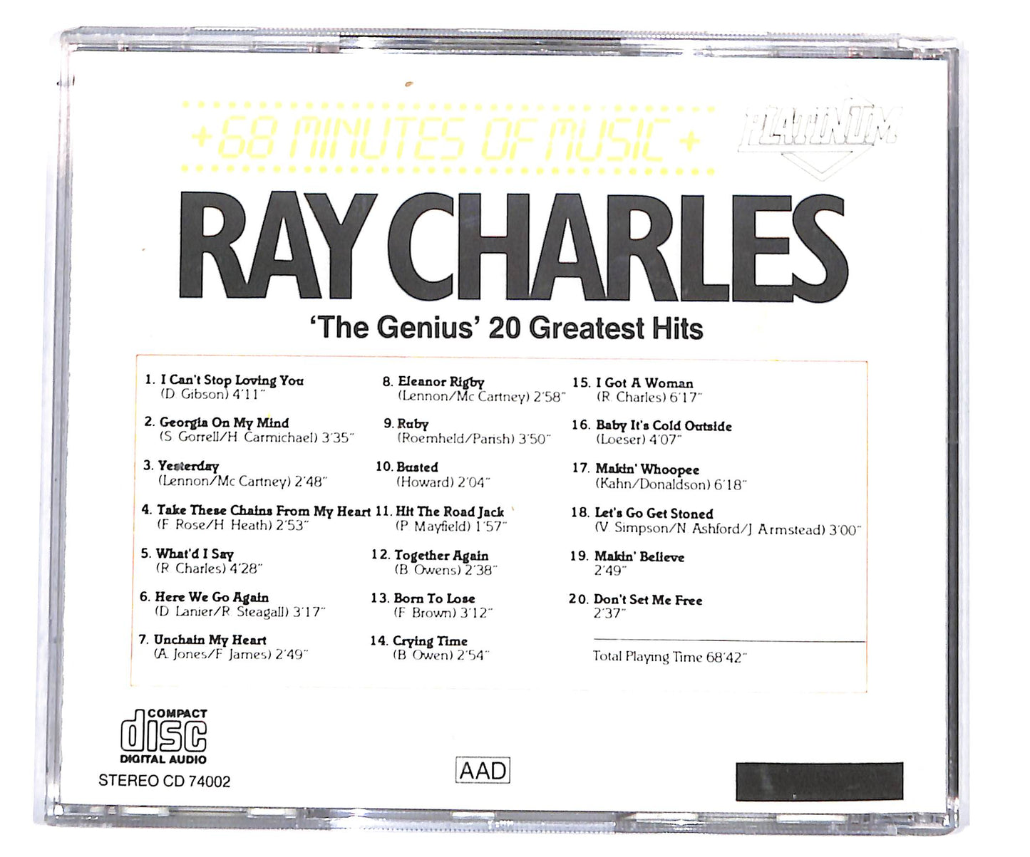 EBOND Ray Charles - 'The Genius' 20 Greatest Hits CD CD135134