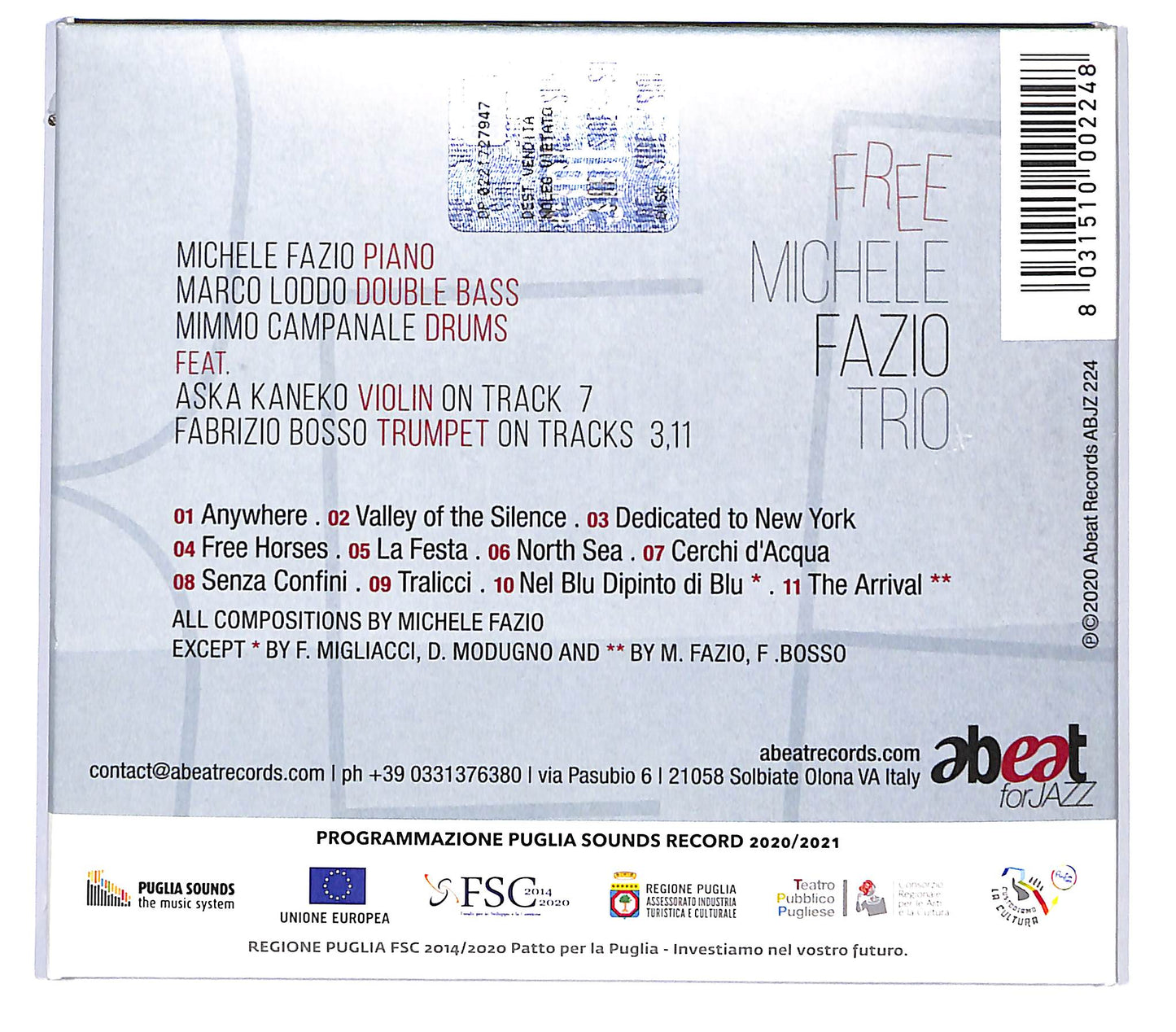 EBOND Michele Fazio Trio Feat. Aska Kaneko , Fabrizio Bosso - Free CD CD135501