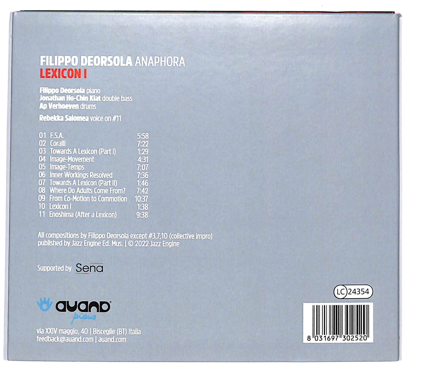 EBOND Filippo Deorsola - Anaphora - Lexicon I CD CD135546